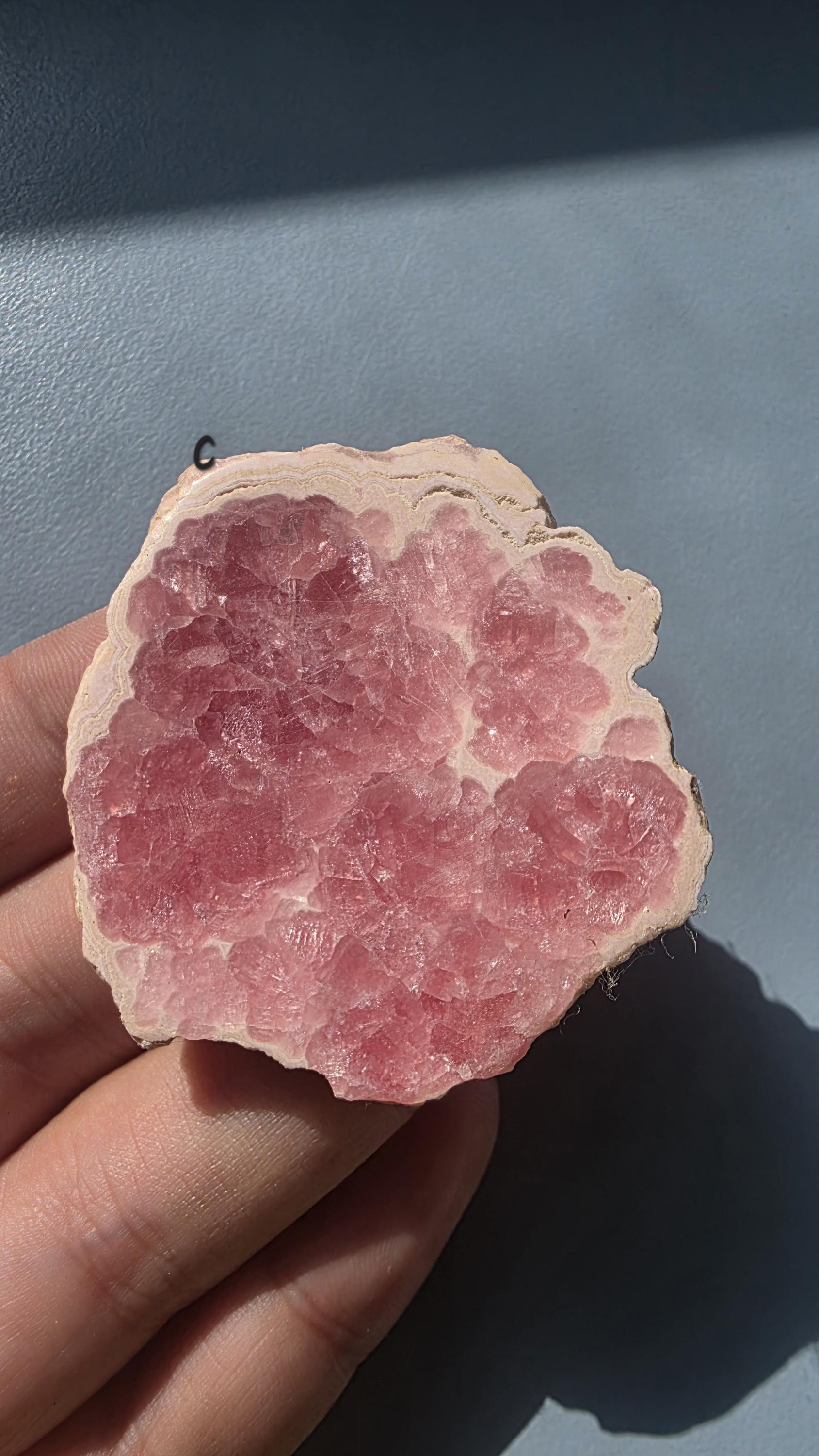 Rhodochrosite Slab from Capillitas Mine, Argentina – Half Polished Crystal Slice