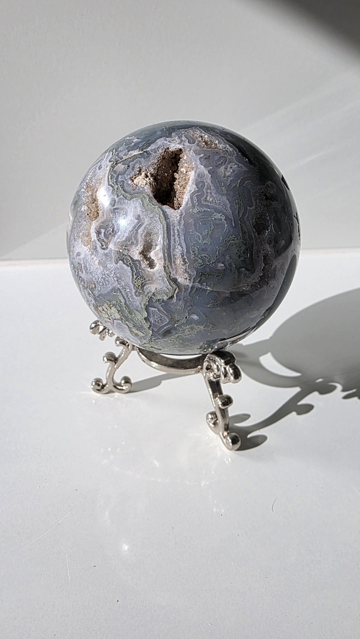 Large Moss Agate Druzy Sphere