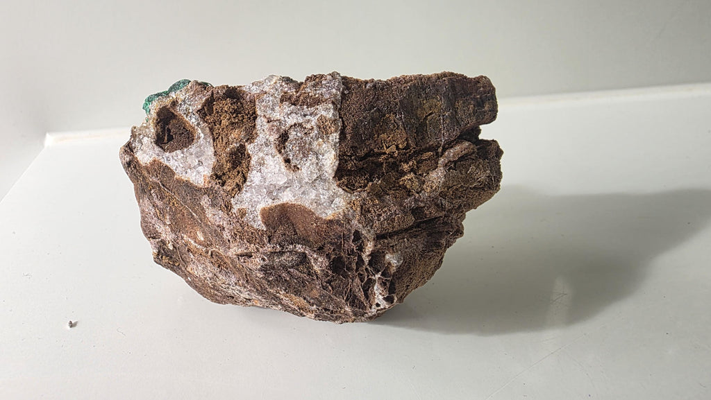 Sparkling Botryoidal Malachite on Druzy Quartz Matrix - Kambove, DR Congo (272g) - collectors piece