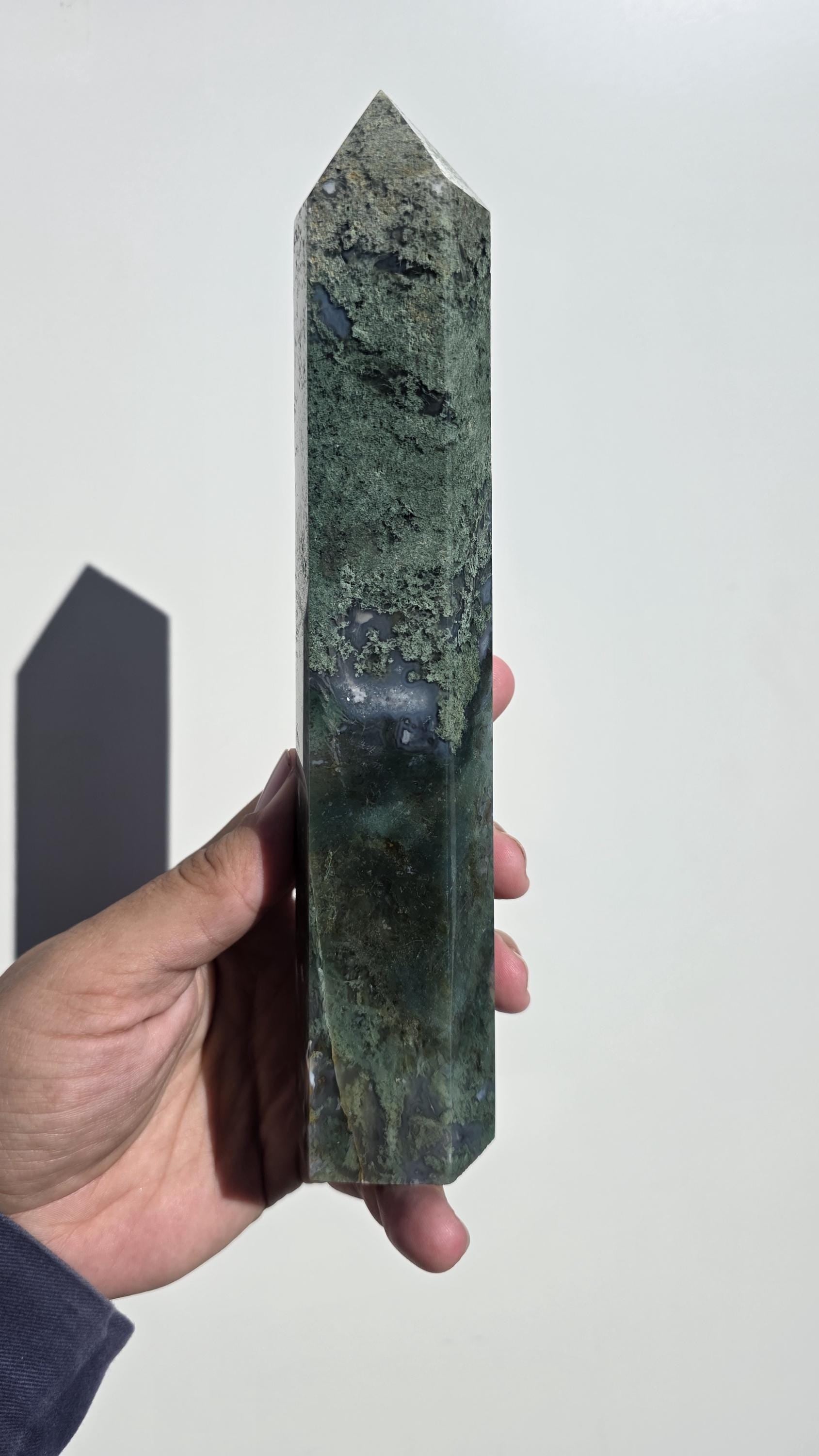 Large Moss Agate Tower