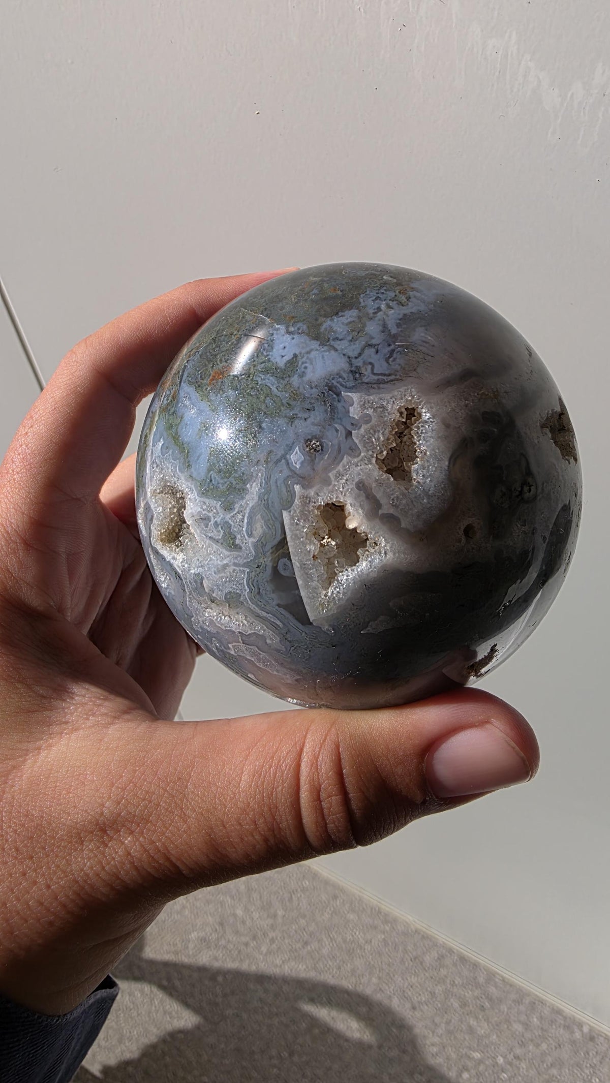 Large Moss Agate Druzy Sphere