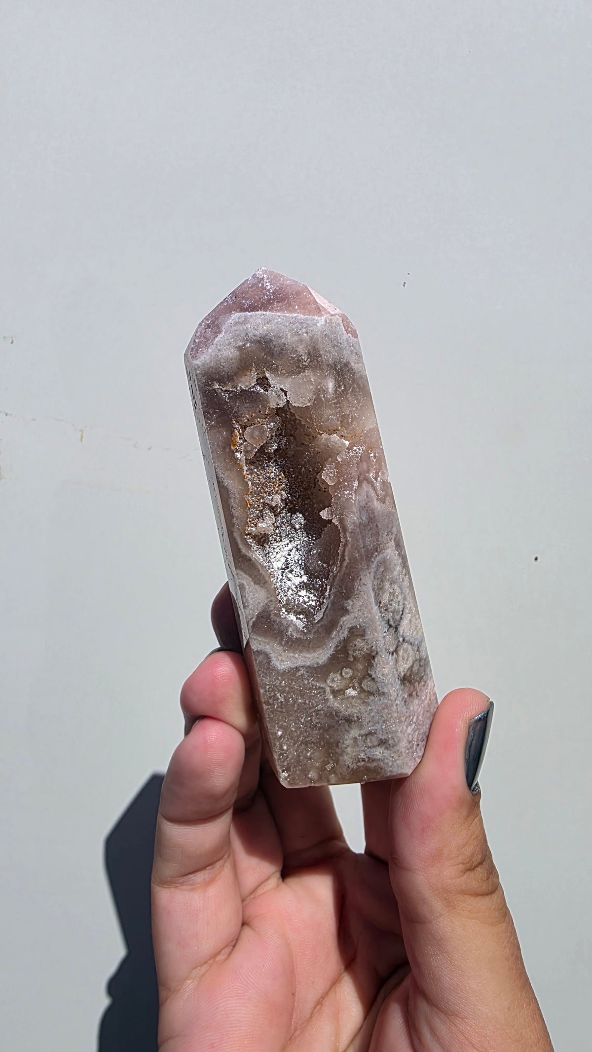 Natural Pink Amethyst Flower Agate Crystal Tower Point – Choose Your Unique Piece