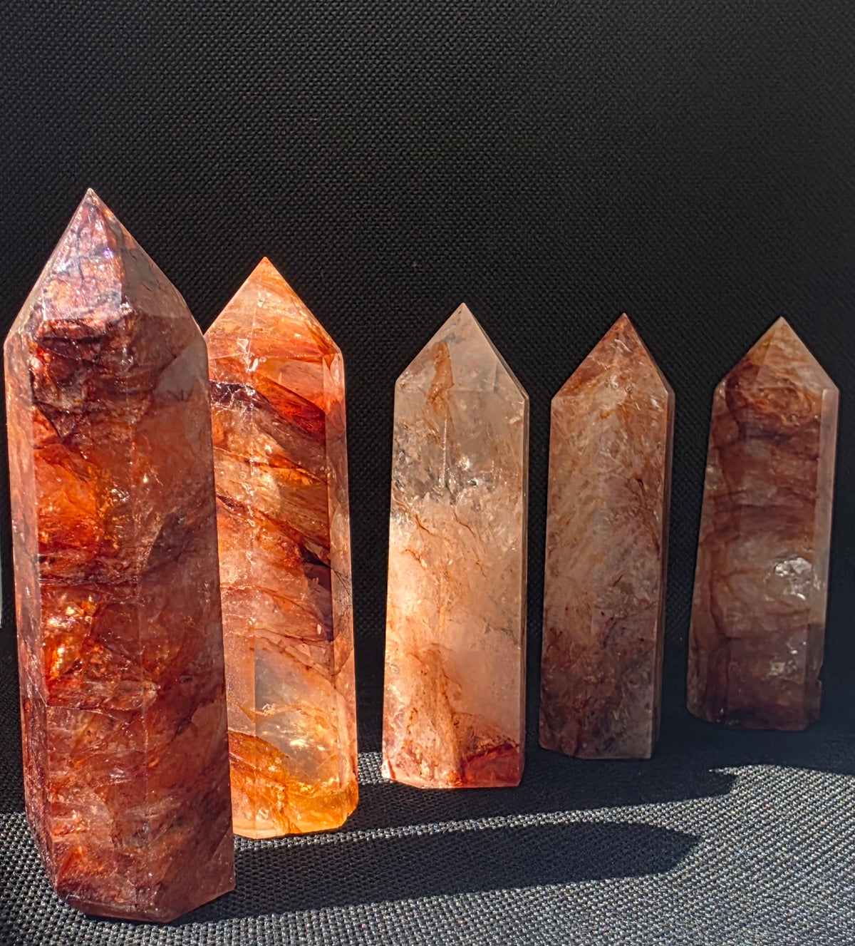 Natural Fire Quartz Crystal Towers – Premium Hematoid Quartz Points