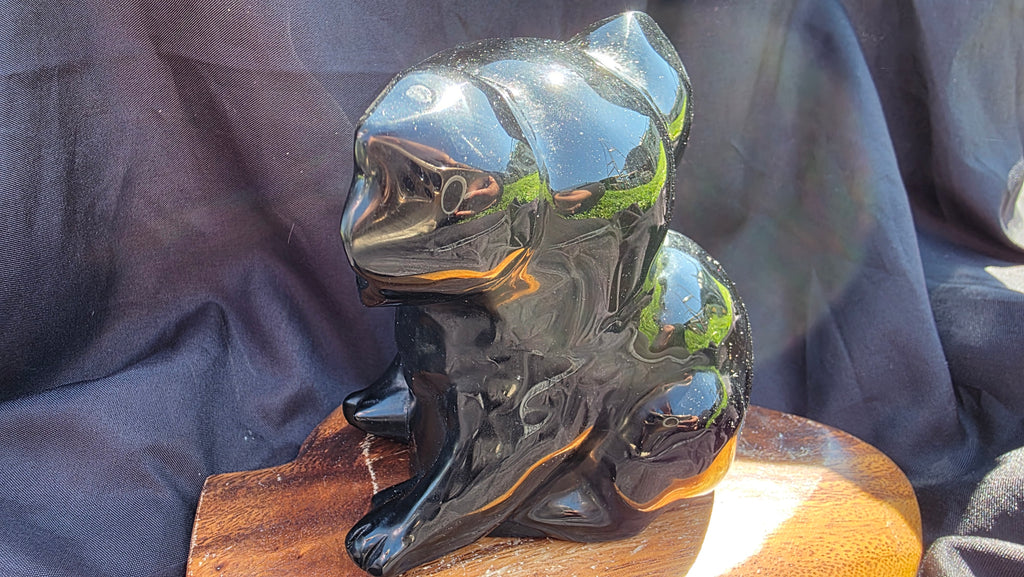 Hand-Carved Black Obsidian Koala Crystal (800g)