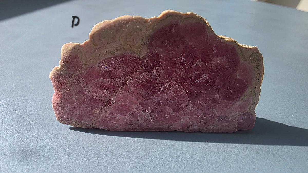 Rhodochrosite Slab from Capillitas Mine, Argentina – Half Polished Crystal Slice