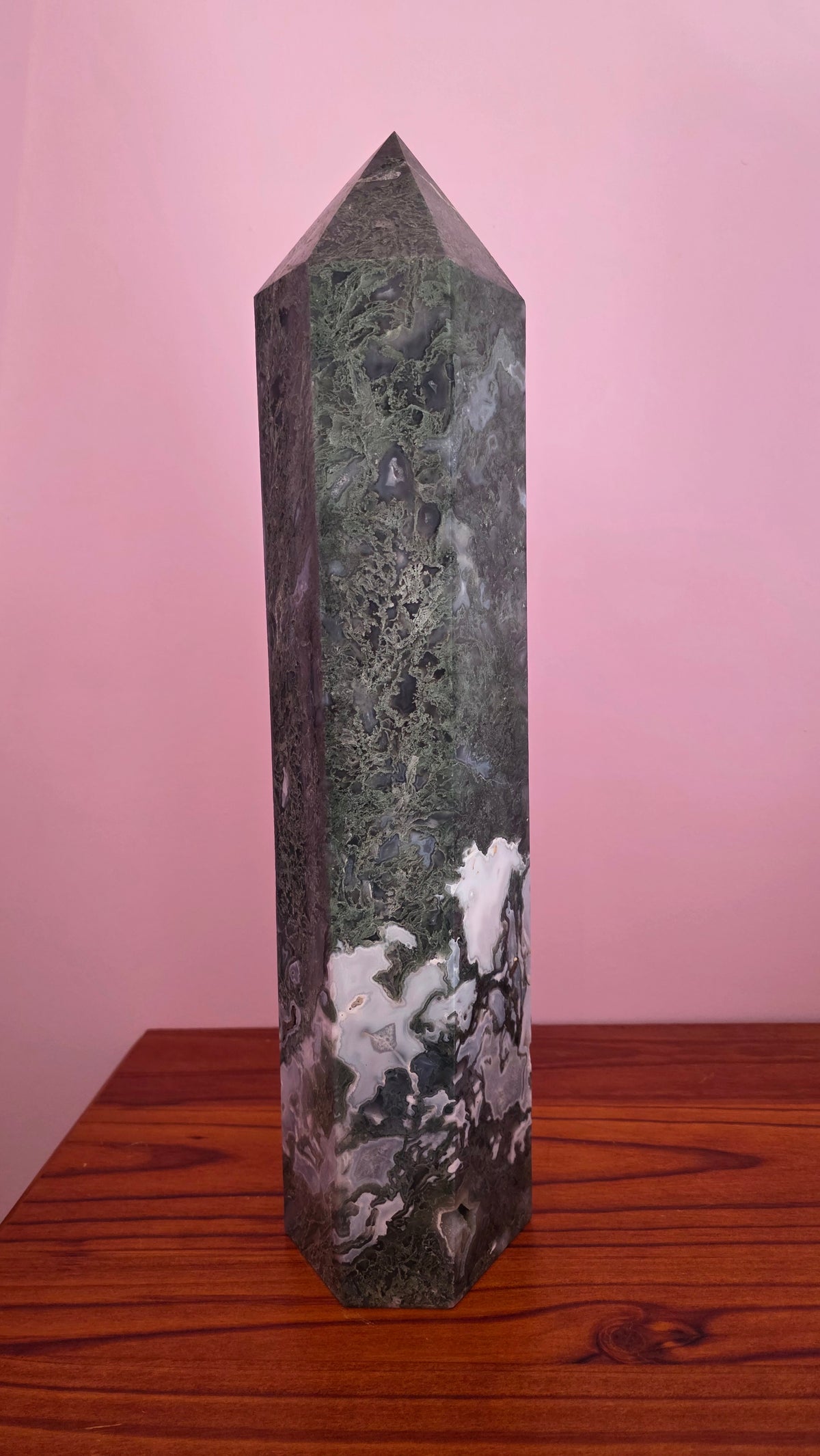 Large Statement Moss Agate Crystal Tower – 53cm (11.8kg)