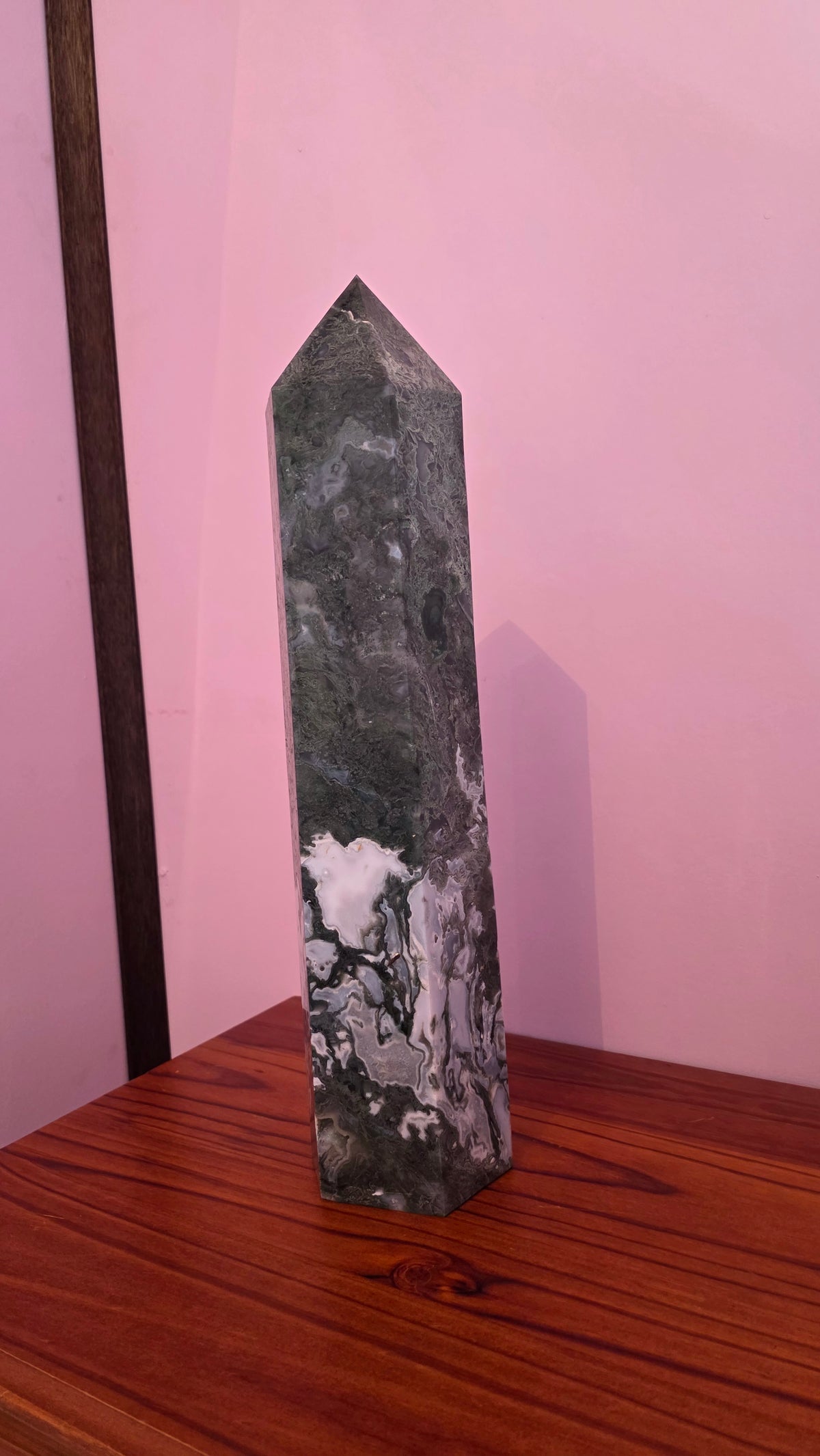 Large Statement Moss Agate Crystal Tower – 53cm (11.8kg)