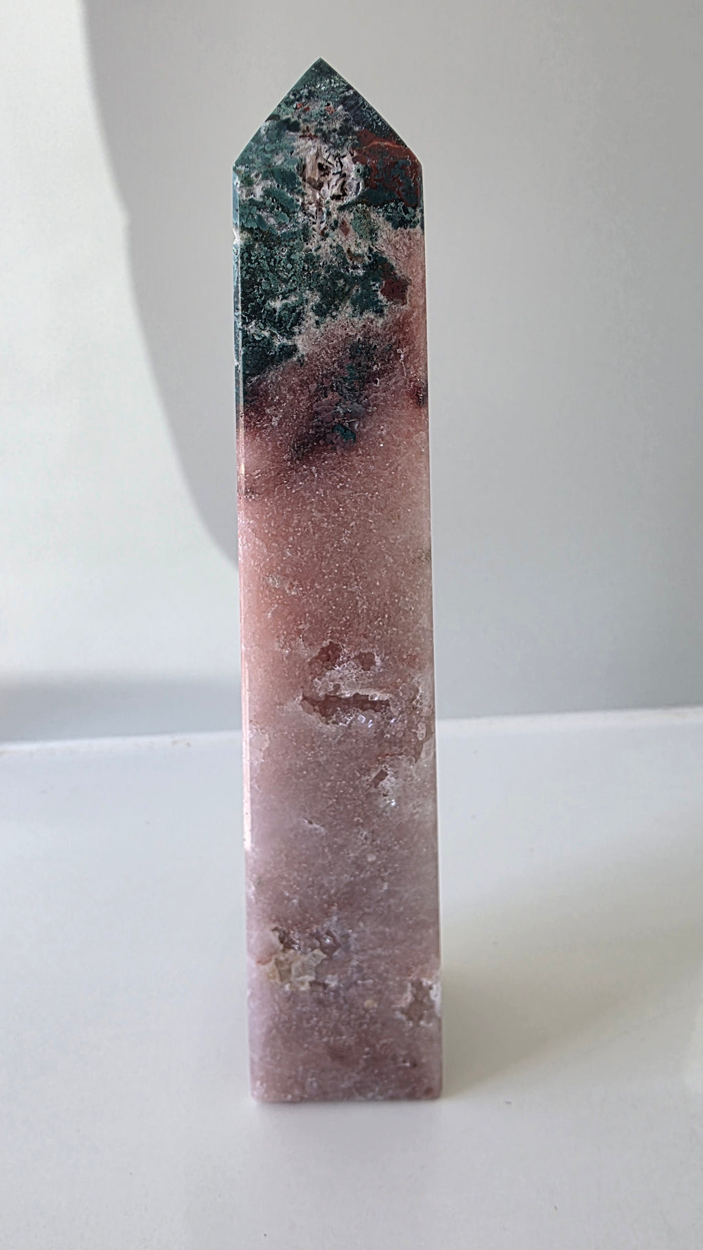 Breathtaking Brazilian Pink Amethyst & Green Jasper Tower (478g)