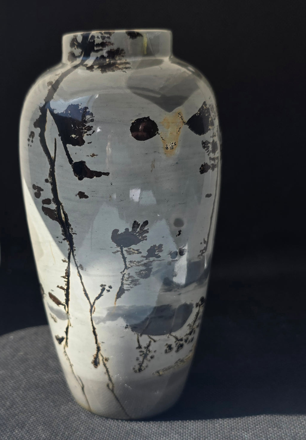 Scenic Dendritic Picture Jasper Carved Stone Vase