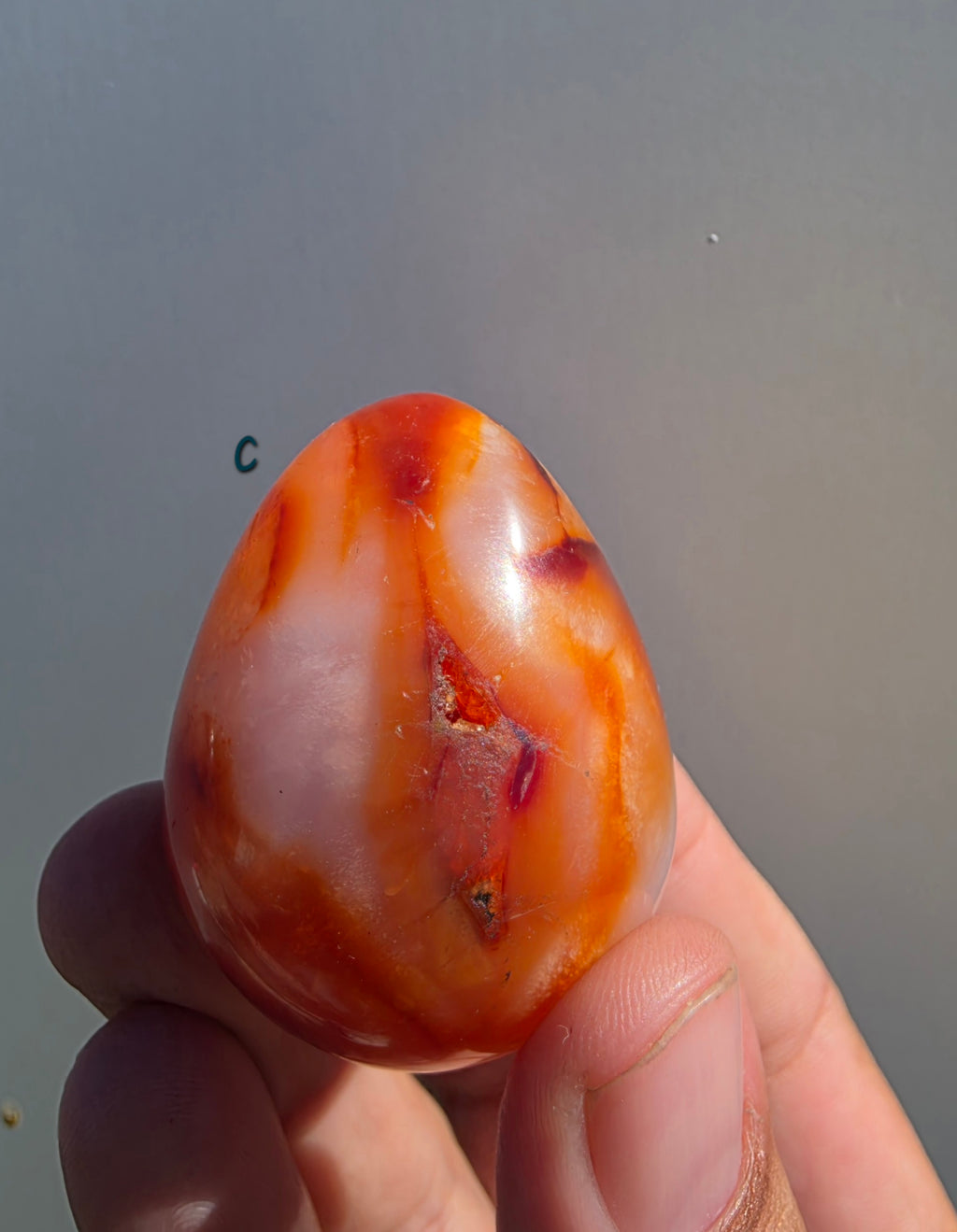 Polished Carnelian Crystal Egg