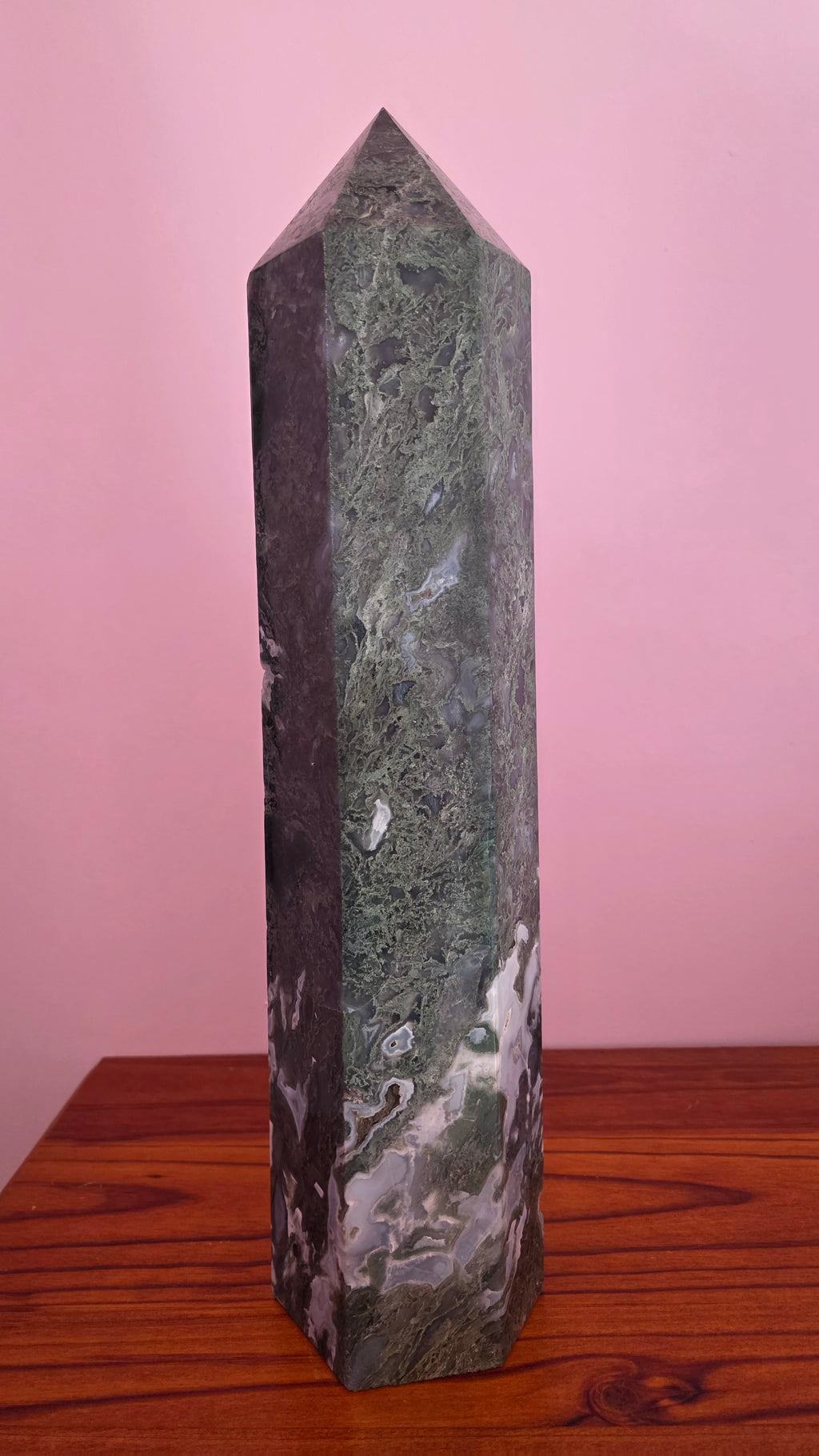 Large Statement Moss Agate Crystal Tower – 53cm (11.8kg)