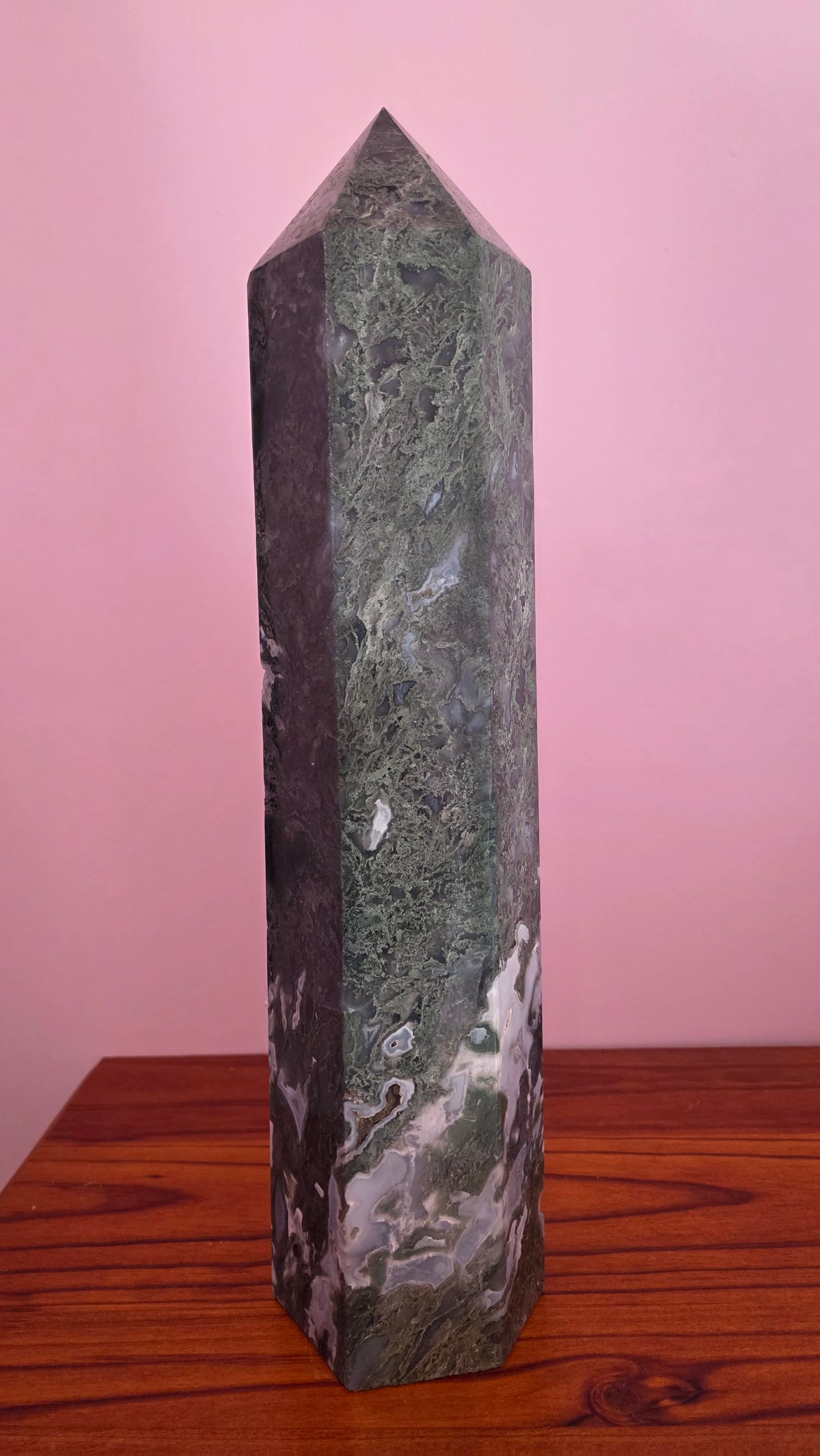 Large Statement Moss Agate Crystal Tower – 53cm (11.8kg)