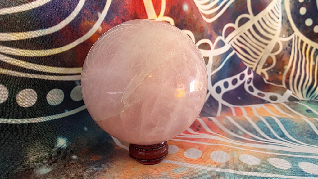 Premium Rose Quartz Crystal Sphere – 6.8cm (513g)