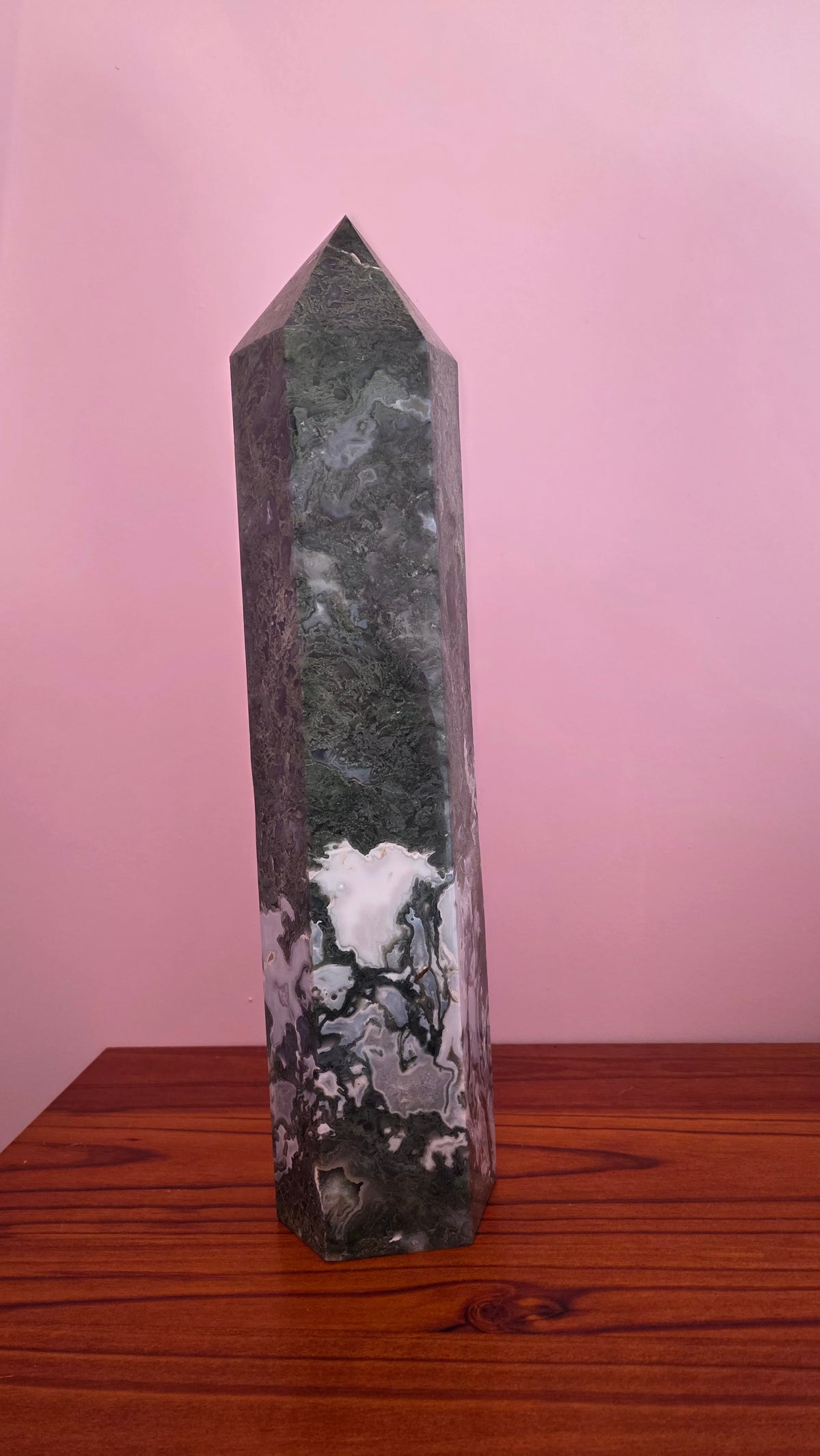 Large Statement Moss Agate Crystal Tower – 53cm (11.8kg)