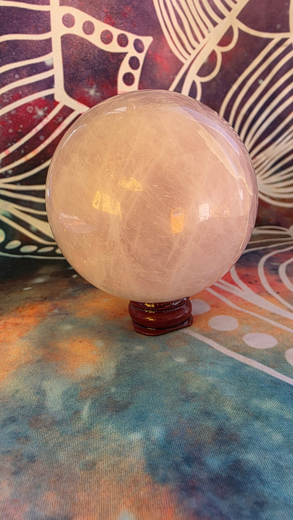 Premium Rose Quartz Crystal Sphere – 6.8cm (513g)