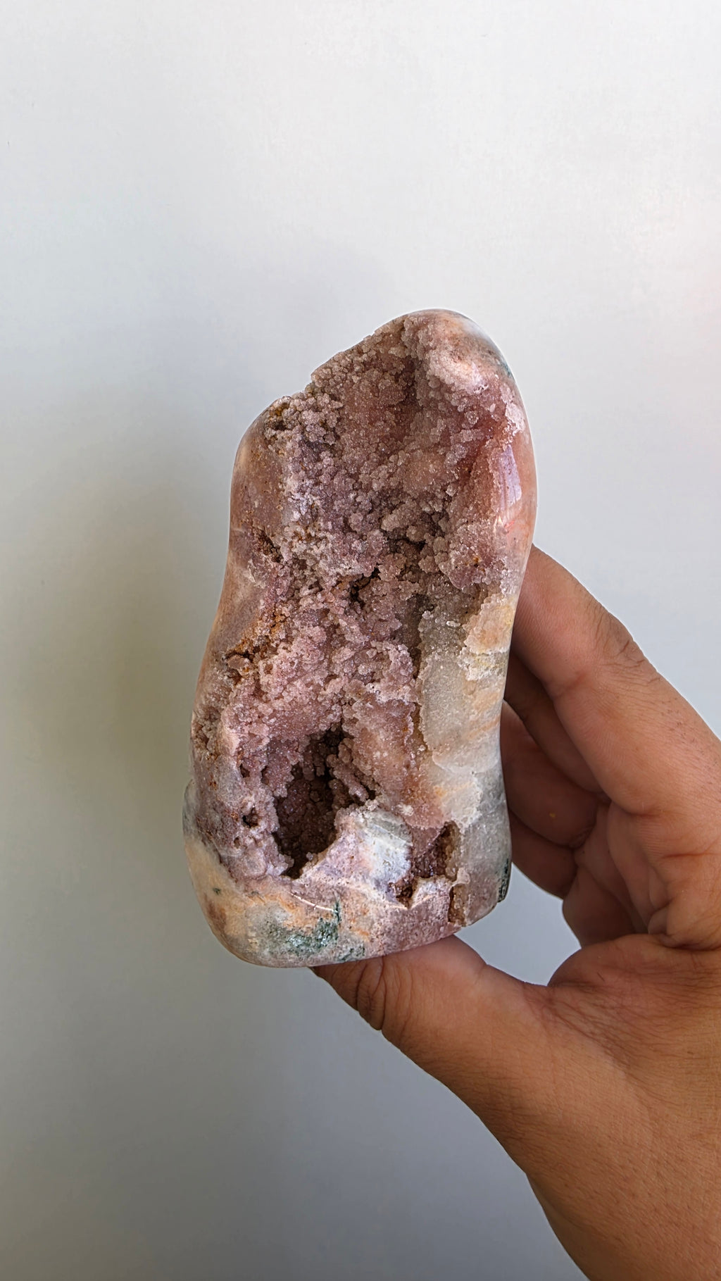 Natural Pink Amethyst Freeform Specimen with Deep Druzy Pocket – Ethically Sourced from Brazil (433g)