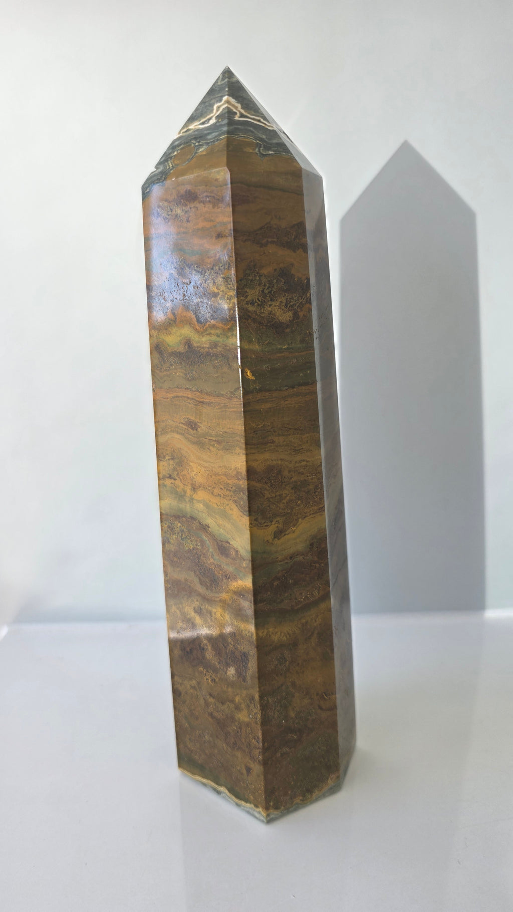Earthy Druzy Ocean Jasper Tower (1.48kg, 25cm) – Rare Madagascar Statement Crystal