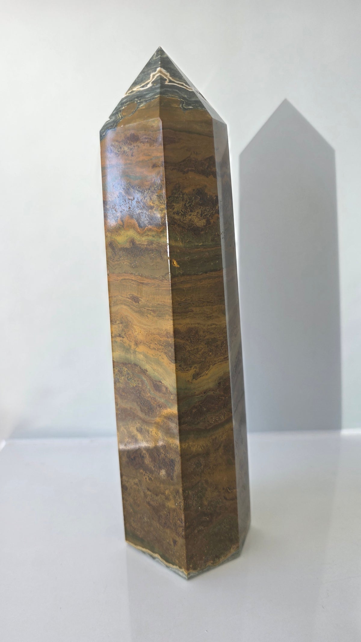 Earthy Druzy Ocean Jasper Tower (1.48kg, 25cm) – Rare Madagascar Statement Crystal