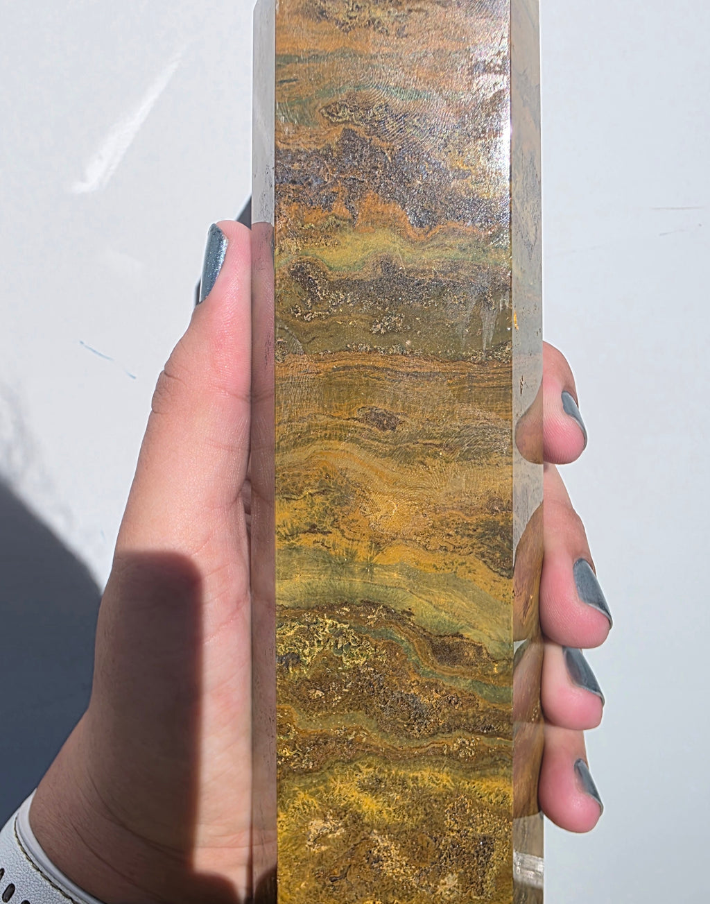 Earthy Druzy Ocean Jasper Tower (1.48kg, 25cm) – Rare Madagascar Statement Crystal