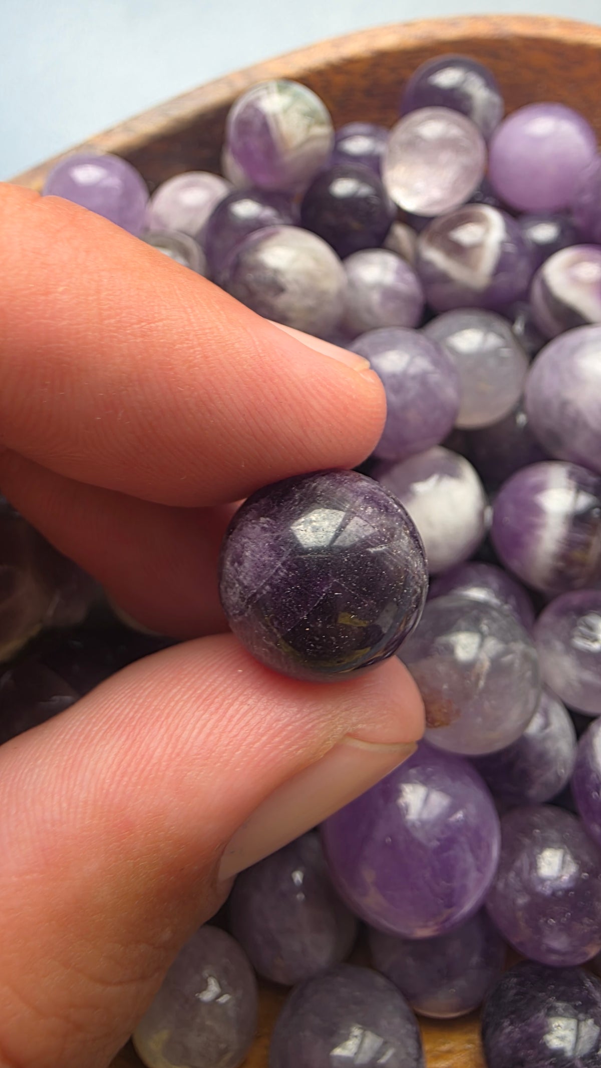 Intuitively Chosen Amethyst Mini Spheres (1-1.5cm) – Regular & Chevron Amethyst Pocket Crystals