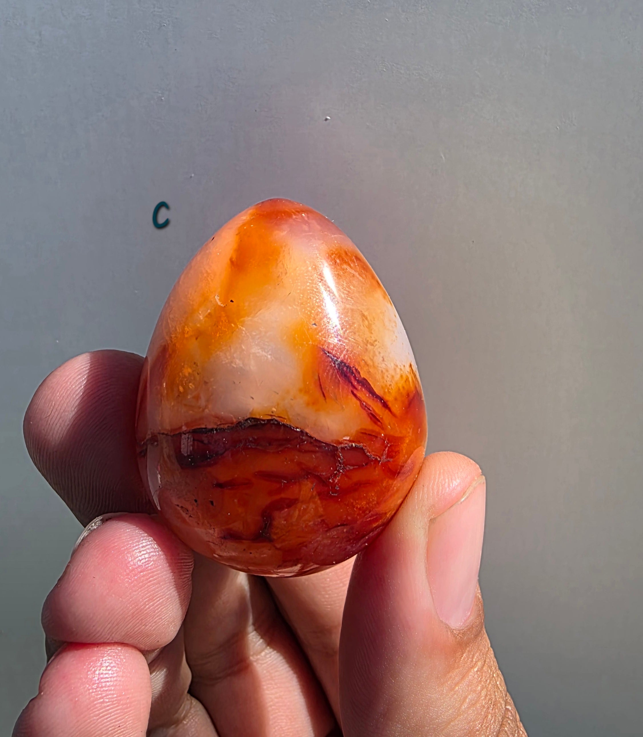 Polished Carnelian Crystal Egg