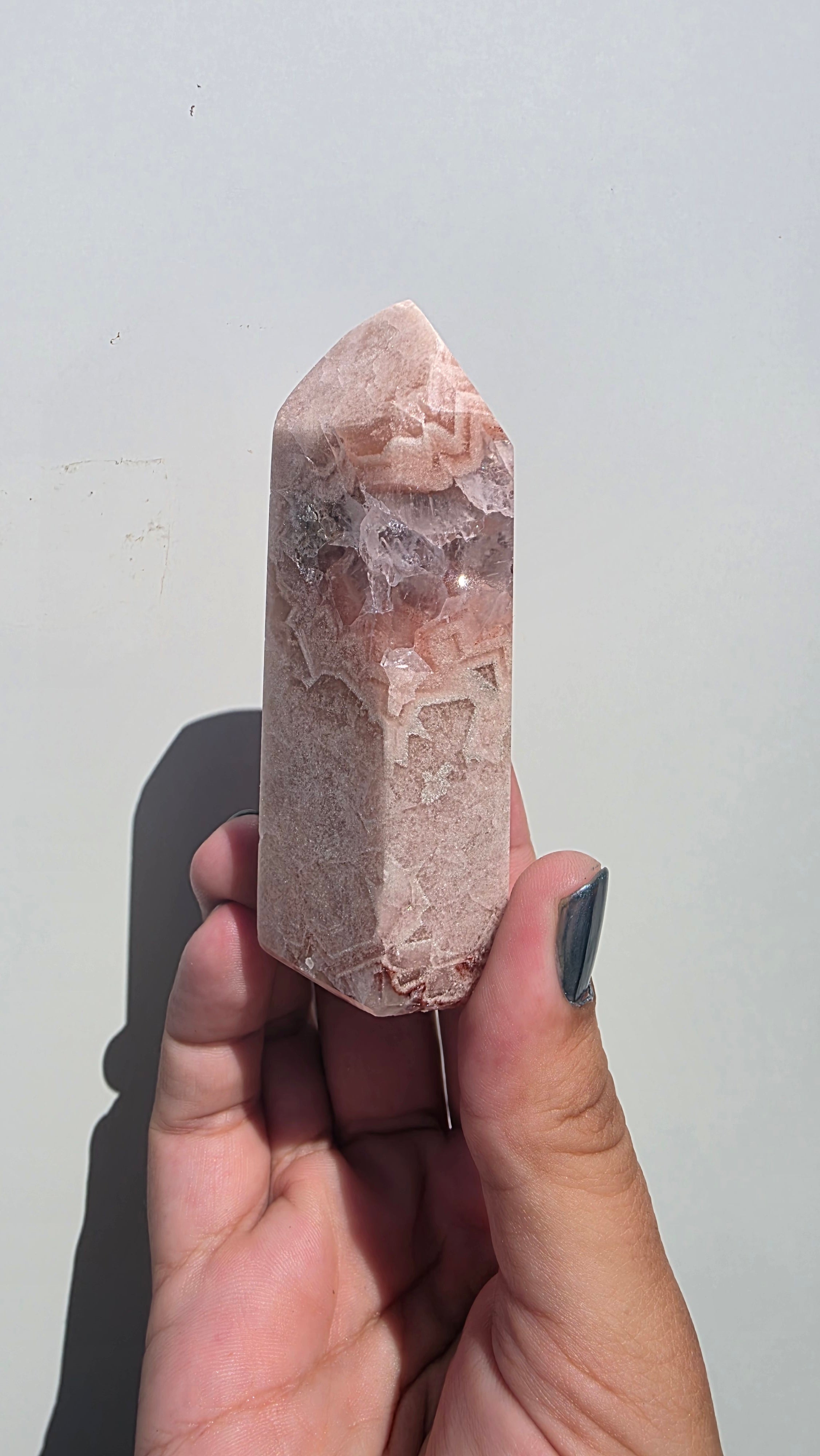 Natural Pink Amethyst Flower Agate Crystal Tower Point – Choose Your Unique Piece