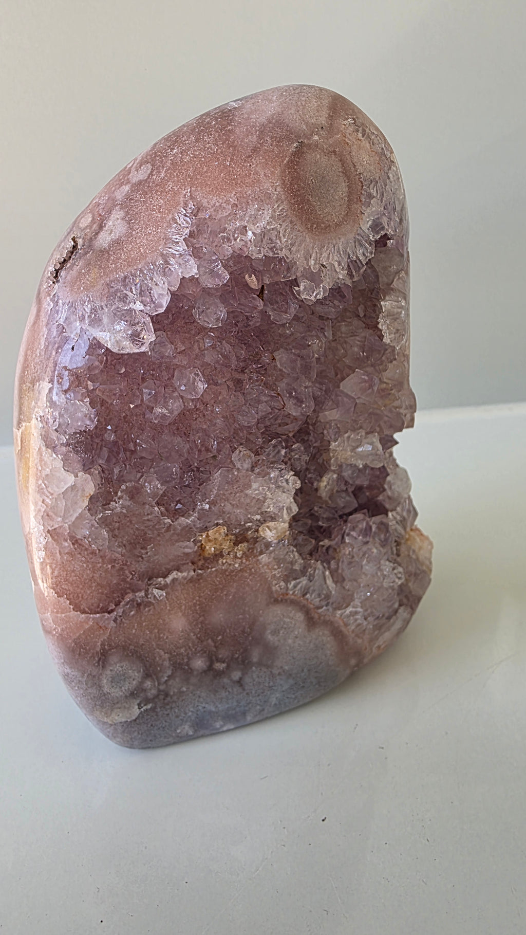 Premium Brazilian Pink Amethyst Cut-Base Geode | 1.5kg Statement Crystal