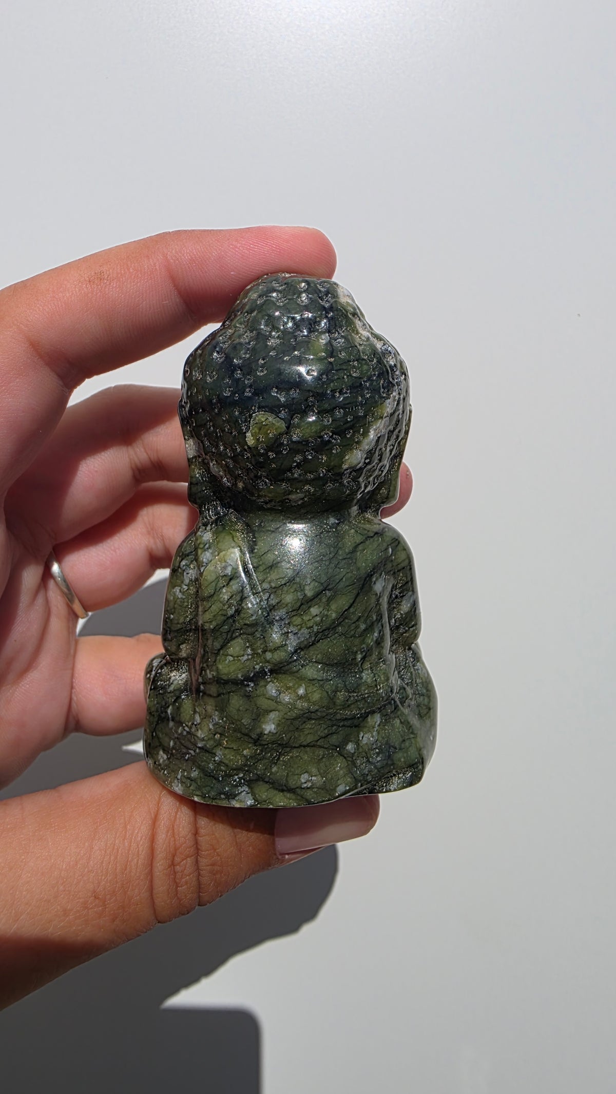 Hand-Carved Serpentine Baby Buddha Crystal Carving