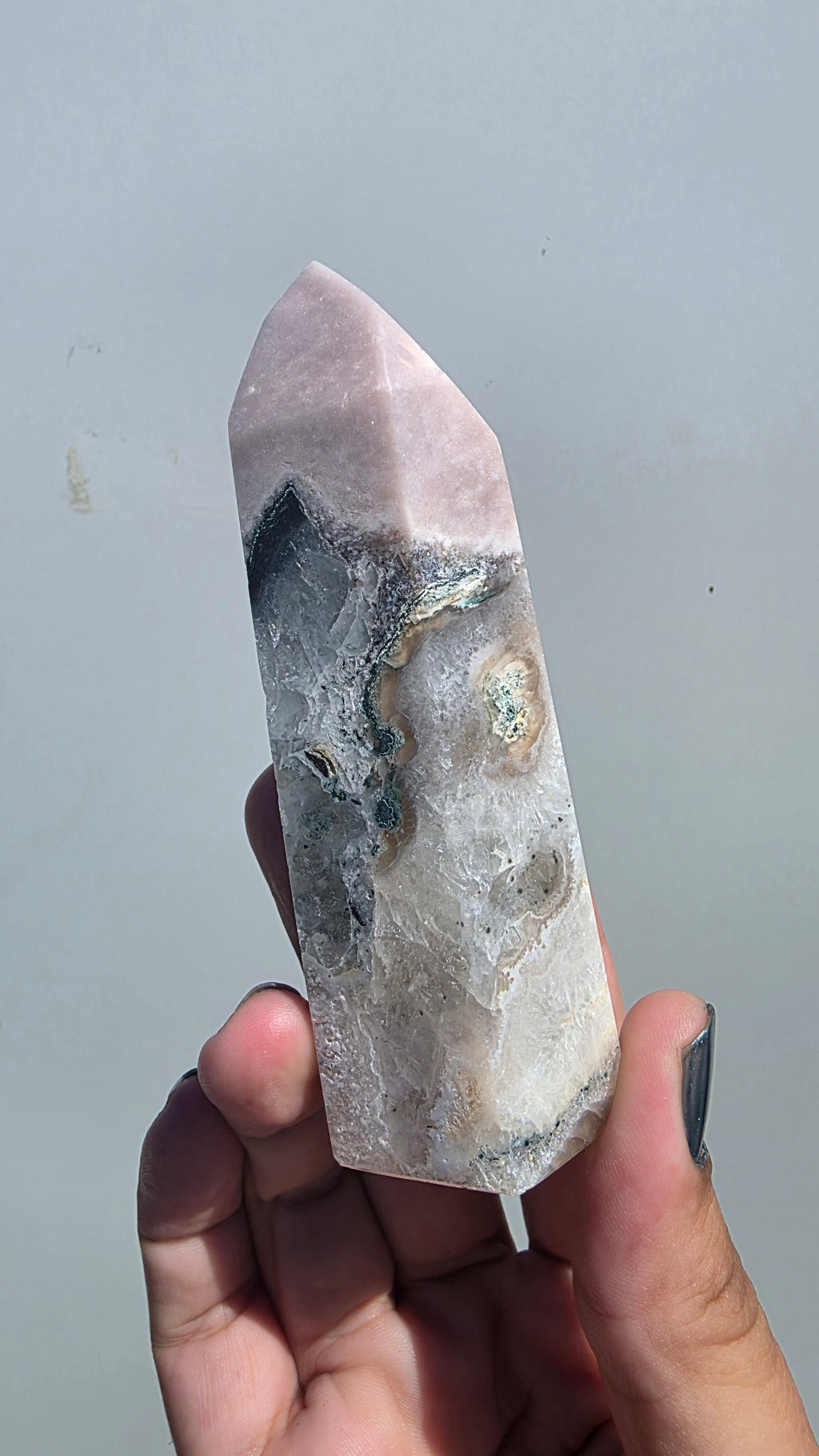 Natural Pink Amethyst Flower Agate Crystal Tower Point – Choose Your Unique Piece
