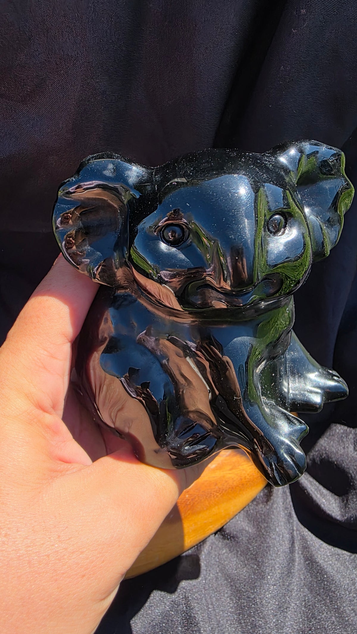 Hand-Carved Black Obsidian Koala Crystal (800g)