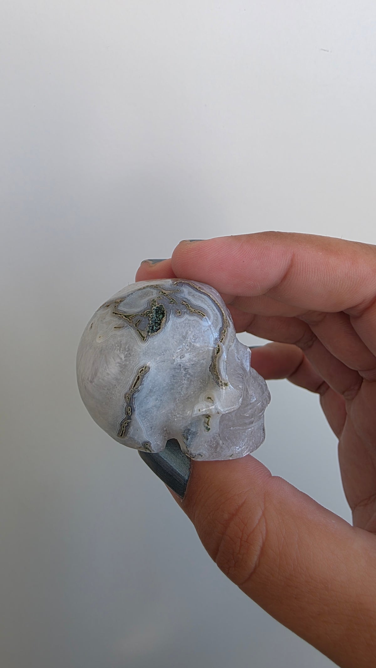 Hand-Carved Moss Agate Crystals Skulls