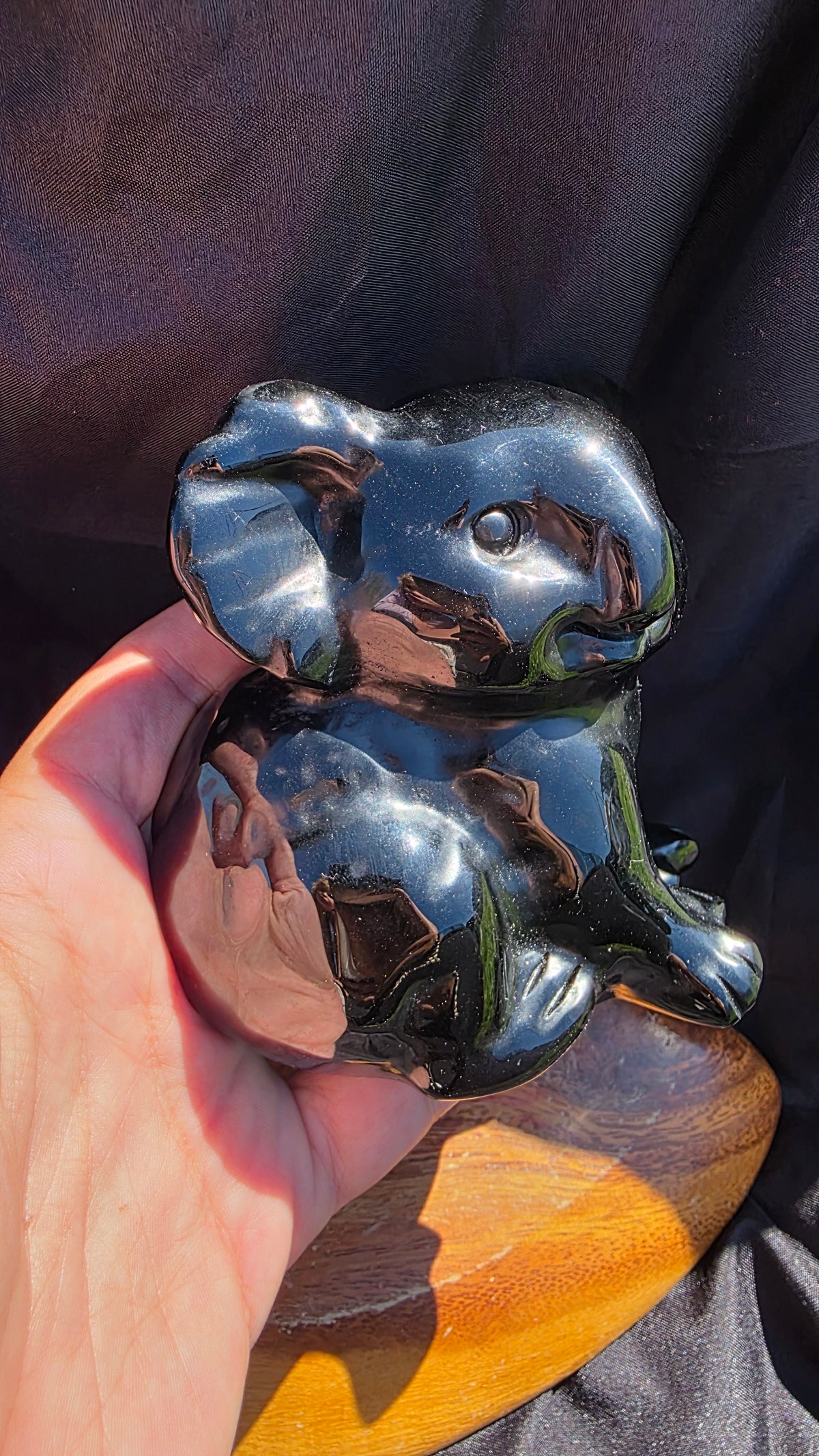 Hand-Carved Black Obsidian Koala Crystal (800g)