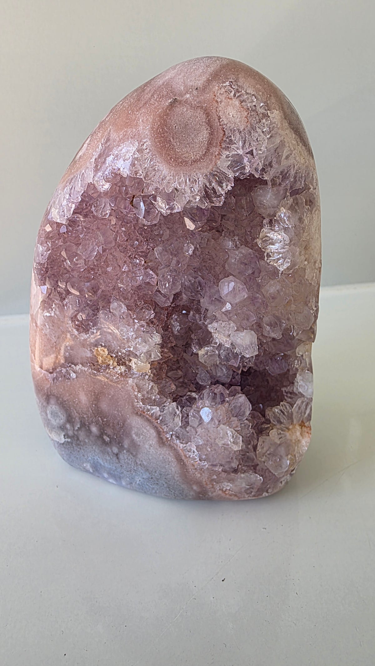 Premium Brazilian Pink Amethyst Cut-Base Geode | 1.5kg Statement Crystal