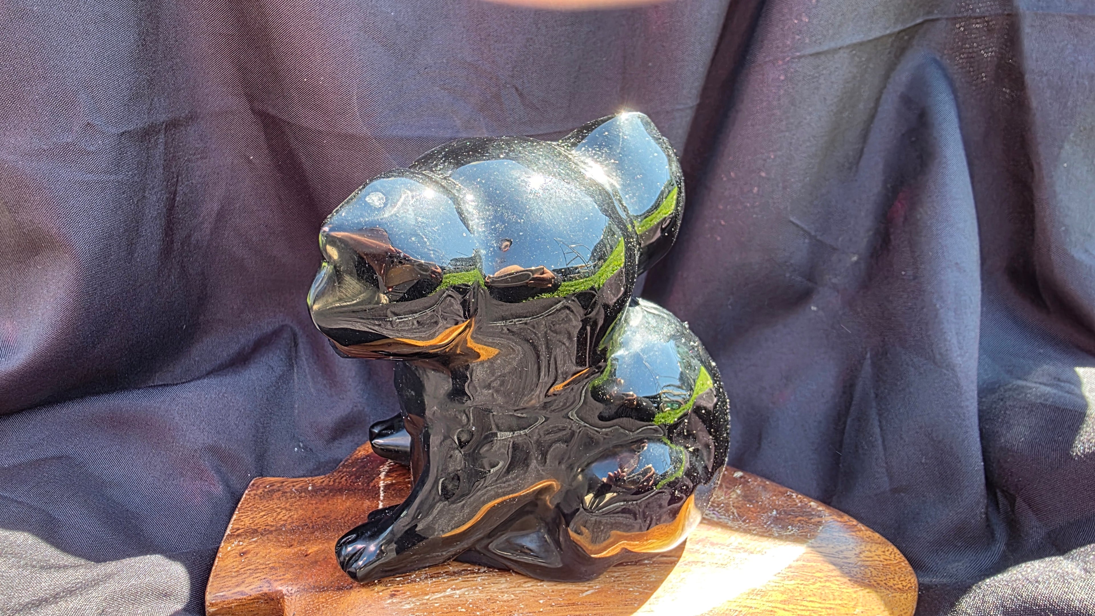 Hand-Carved Black Obsidian Koala Crystal (800g)