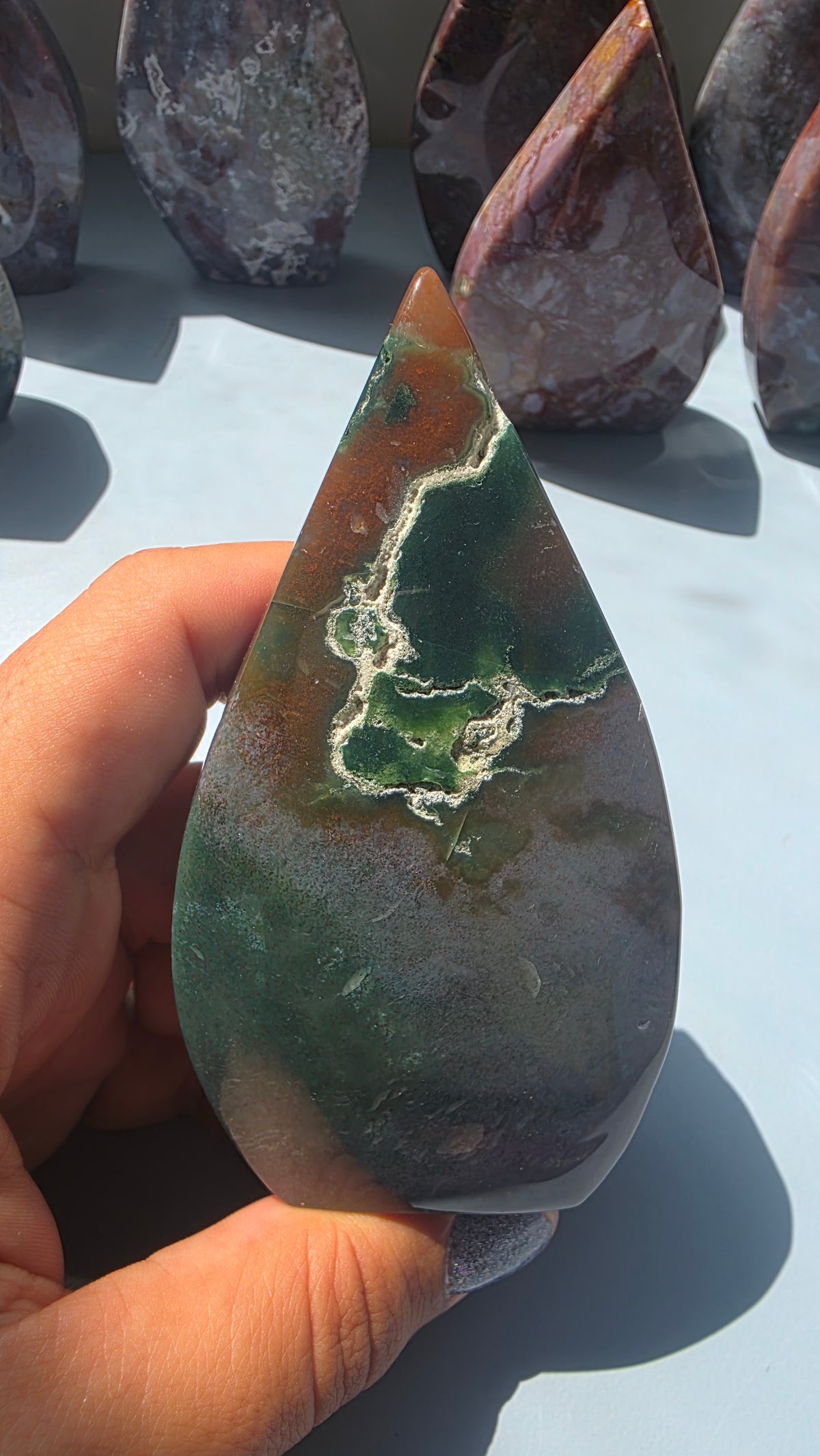 Ocean Jasper Tear-Drop Carvings - Choose Your Own (Large)