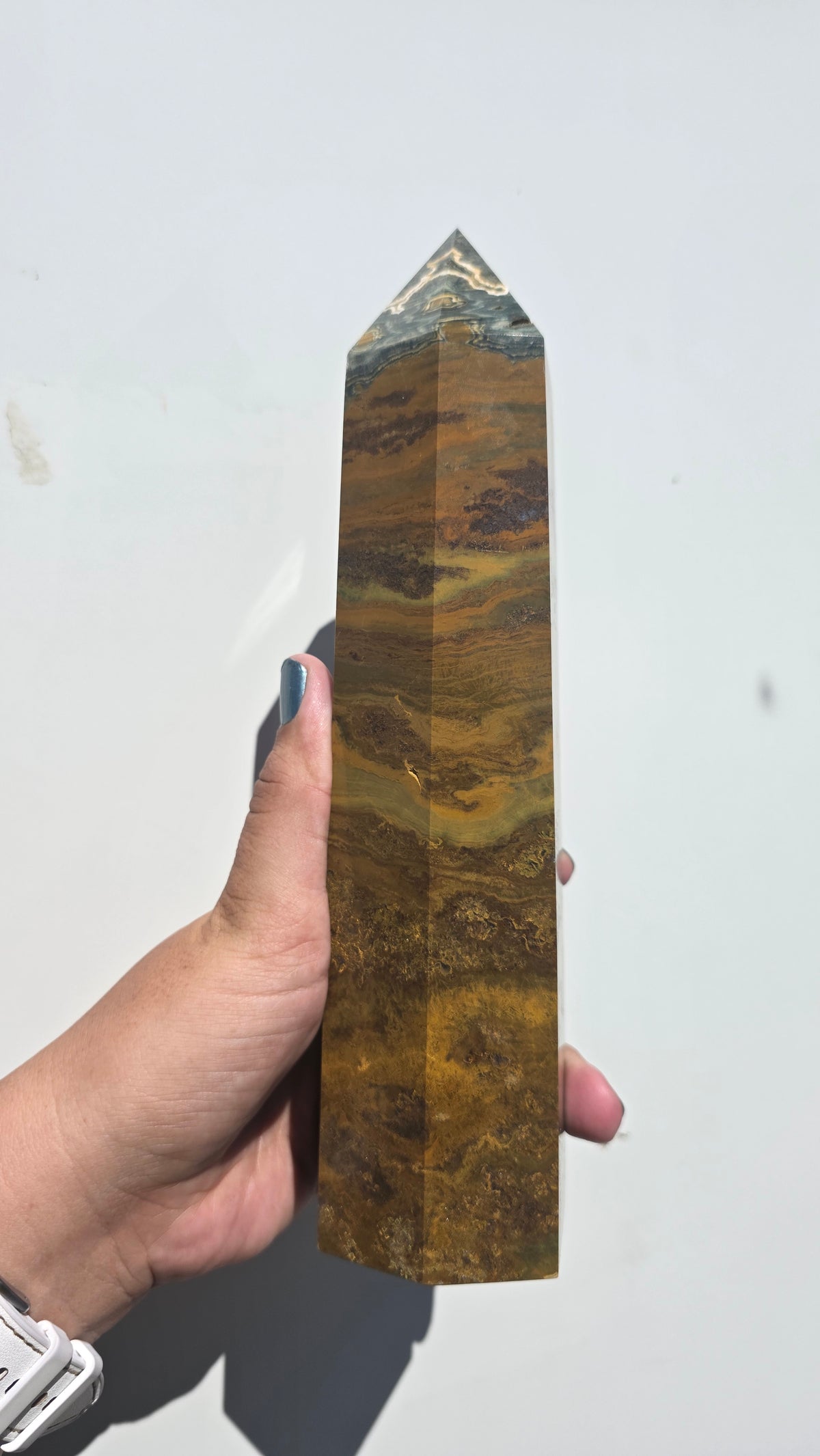 Earthy Druzy Ocean Jasper Tower (1.48kg, 25cm) – Rare Madagascar Statement Crystal