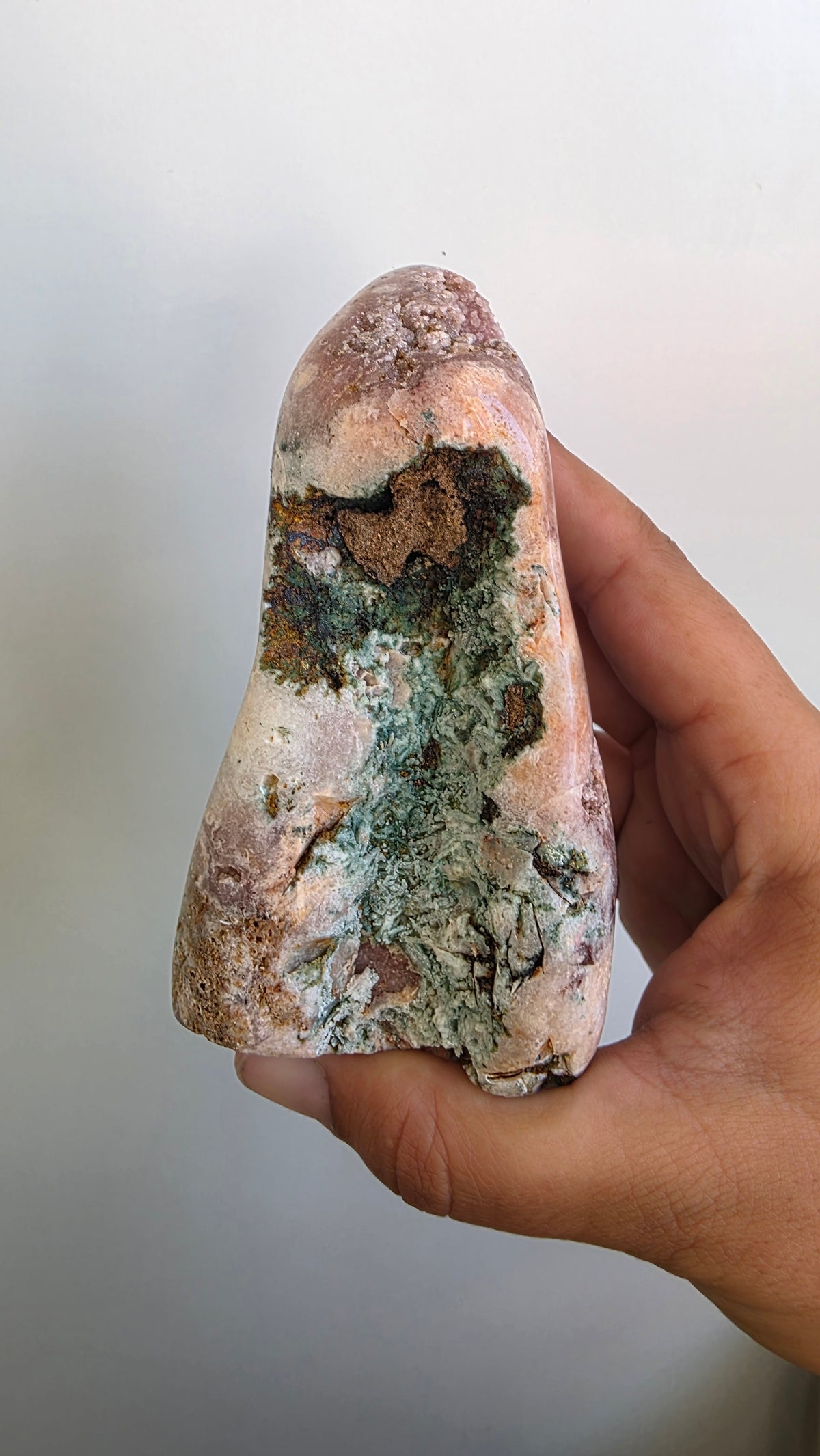 Natural Pink Amethyst Freeform Specimen with Deep Druzy Pocket – Ethically Sourced from Brazil (433g)