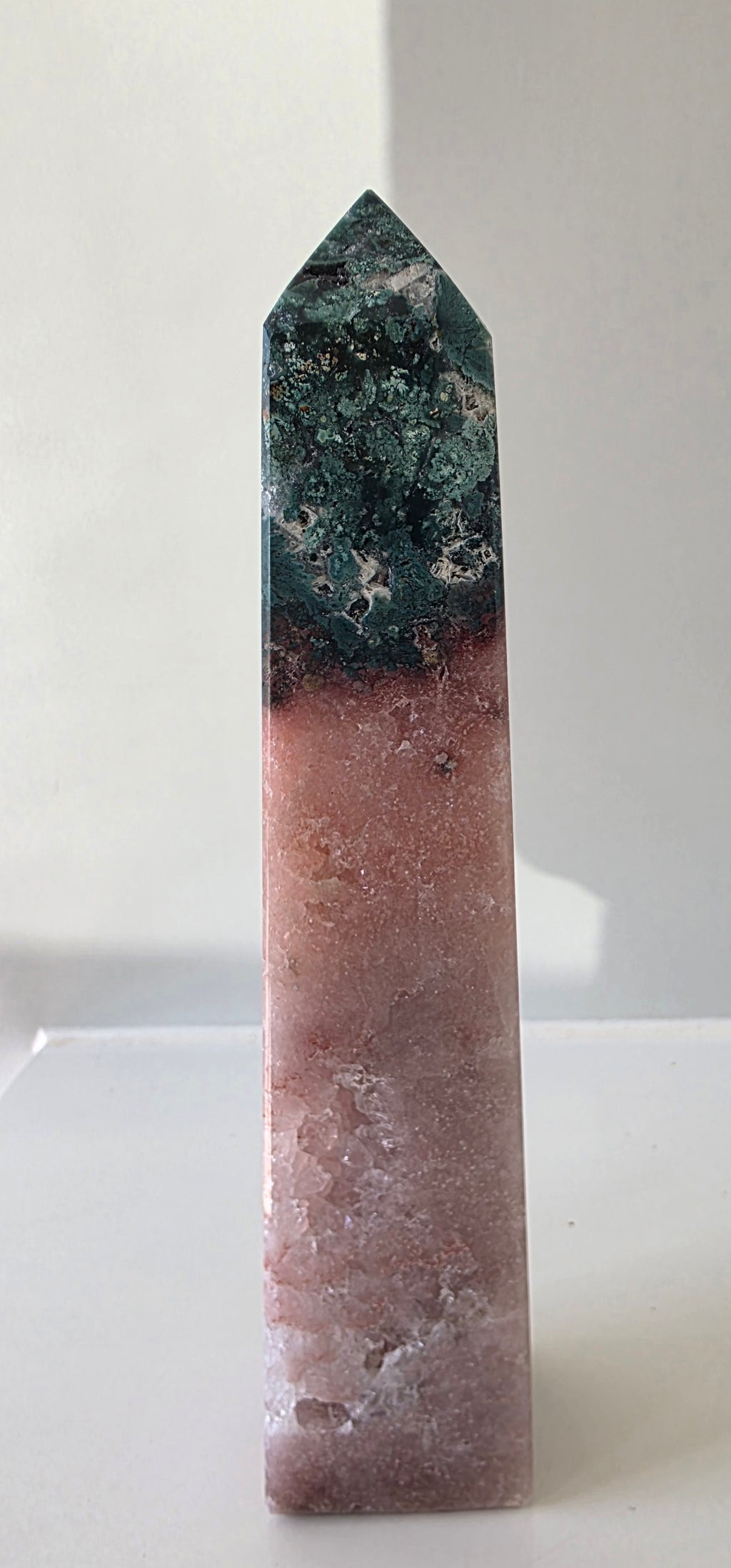 Breathtaking Brazilian Pink Amethyst & Green Jasper Tower (478g)