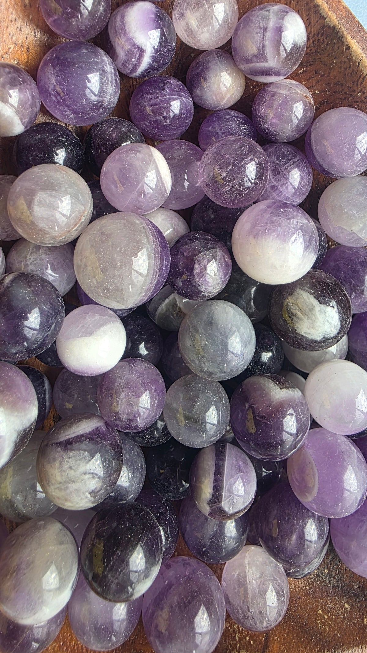 Intuitively Chosen Amethyst Mini Spheres (1-1.5cm) – Regular & Chevron Amethyst Pocket Crystals
