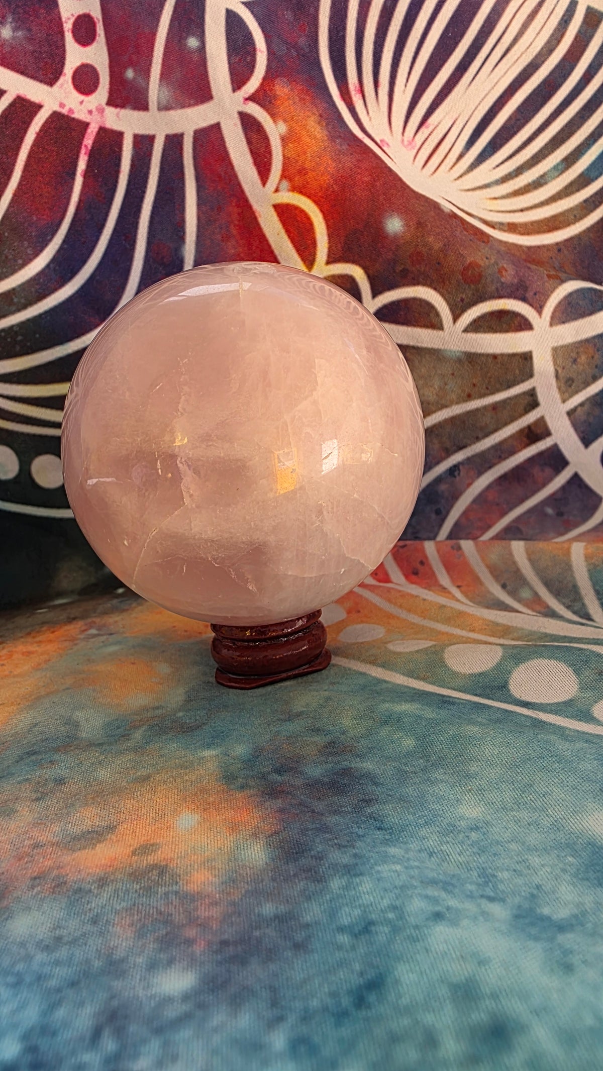 Premium Rose Quartz Crystal Sphere – 6.8cm (513g)