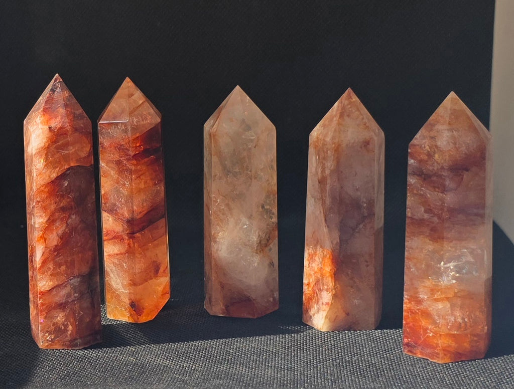 Natural Fire Quartz Crystal Towers – Premium Hematoid Quartz Points