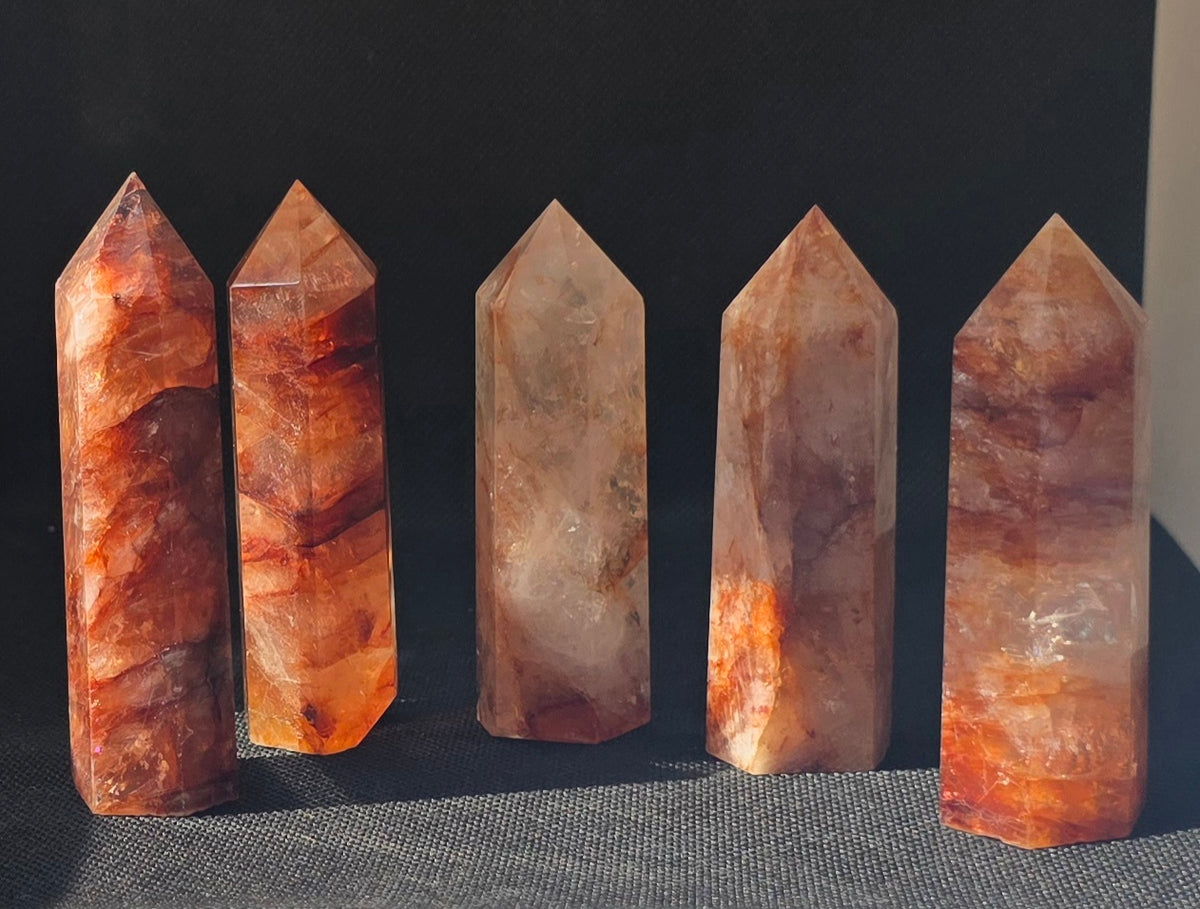 Natural Fire Quartz Crystal Towers – Premium Hematoid Quartz Points
