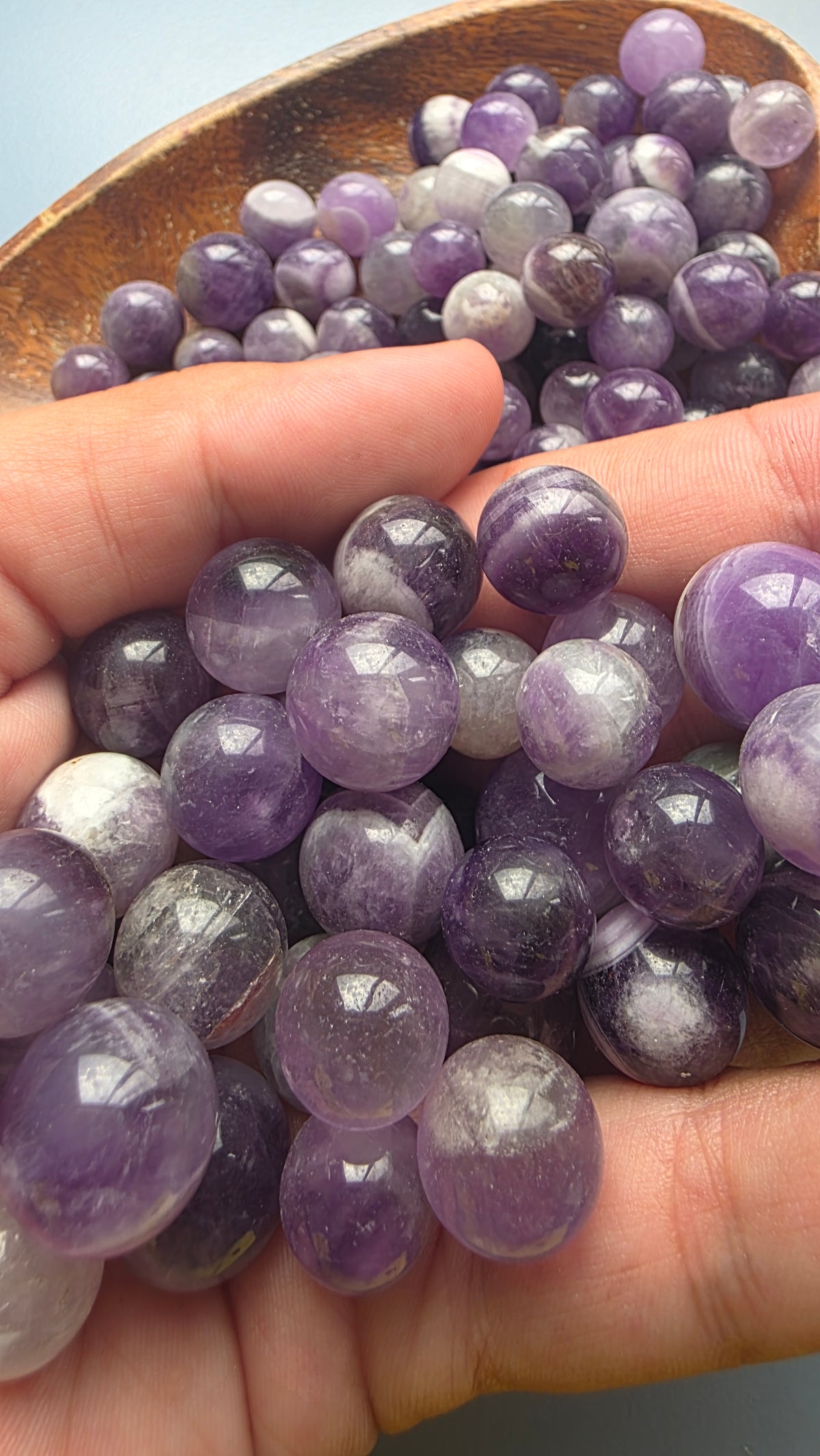 Intuitively Chosen Amethyst Mini Spheres (1-1.5cm) – Regular & Chevron Amethyst Pocket Crystals