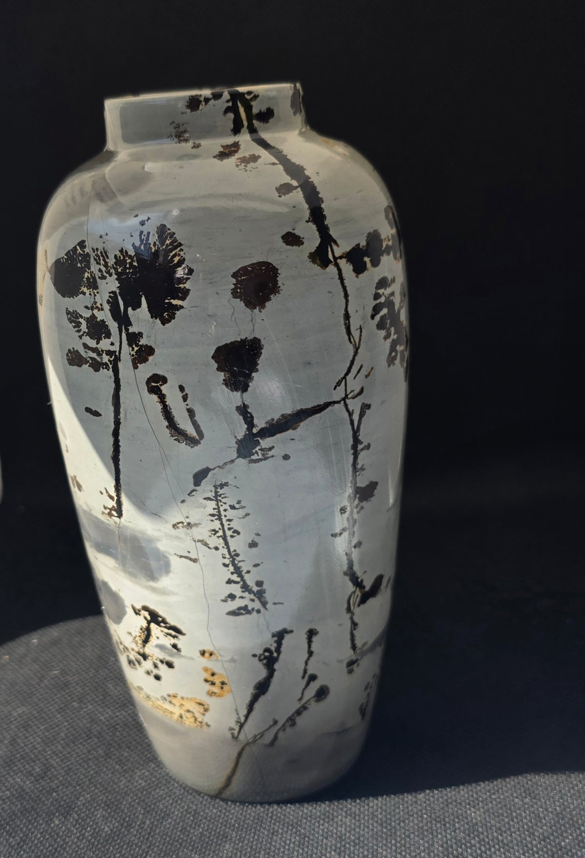Scenic Dendritic Picture Jasper Carved Stone Vase