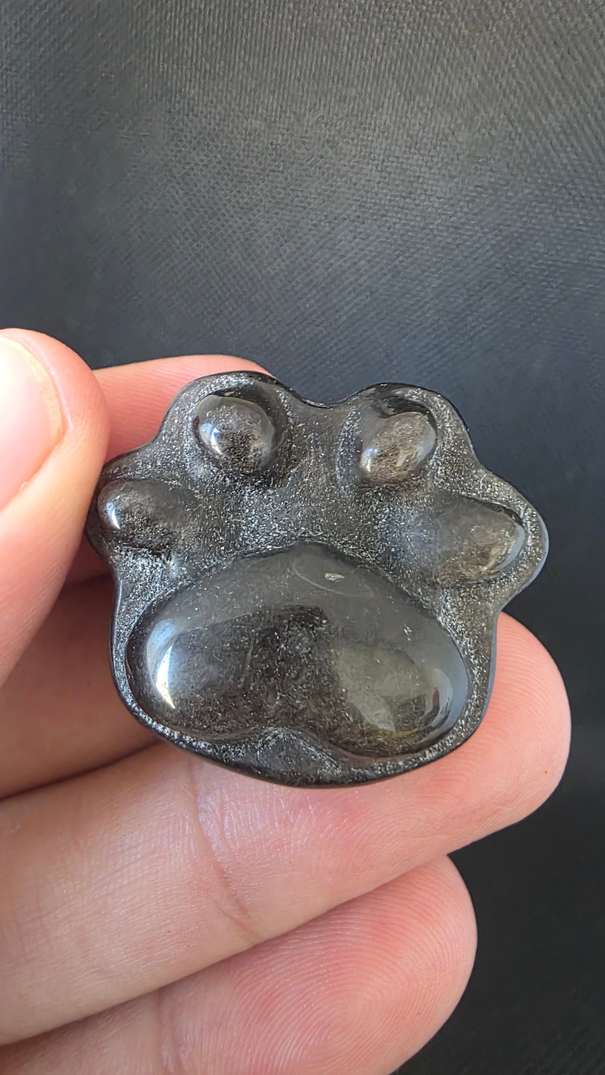 Silver Sheen Obsidian Paw Carving – Intuitively Chosen (3.2cm x 2.6cm)