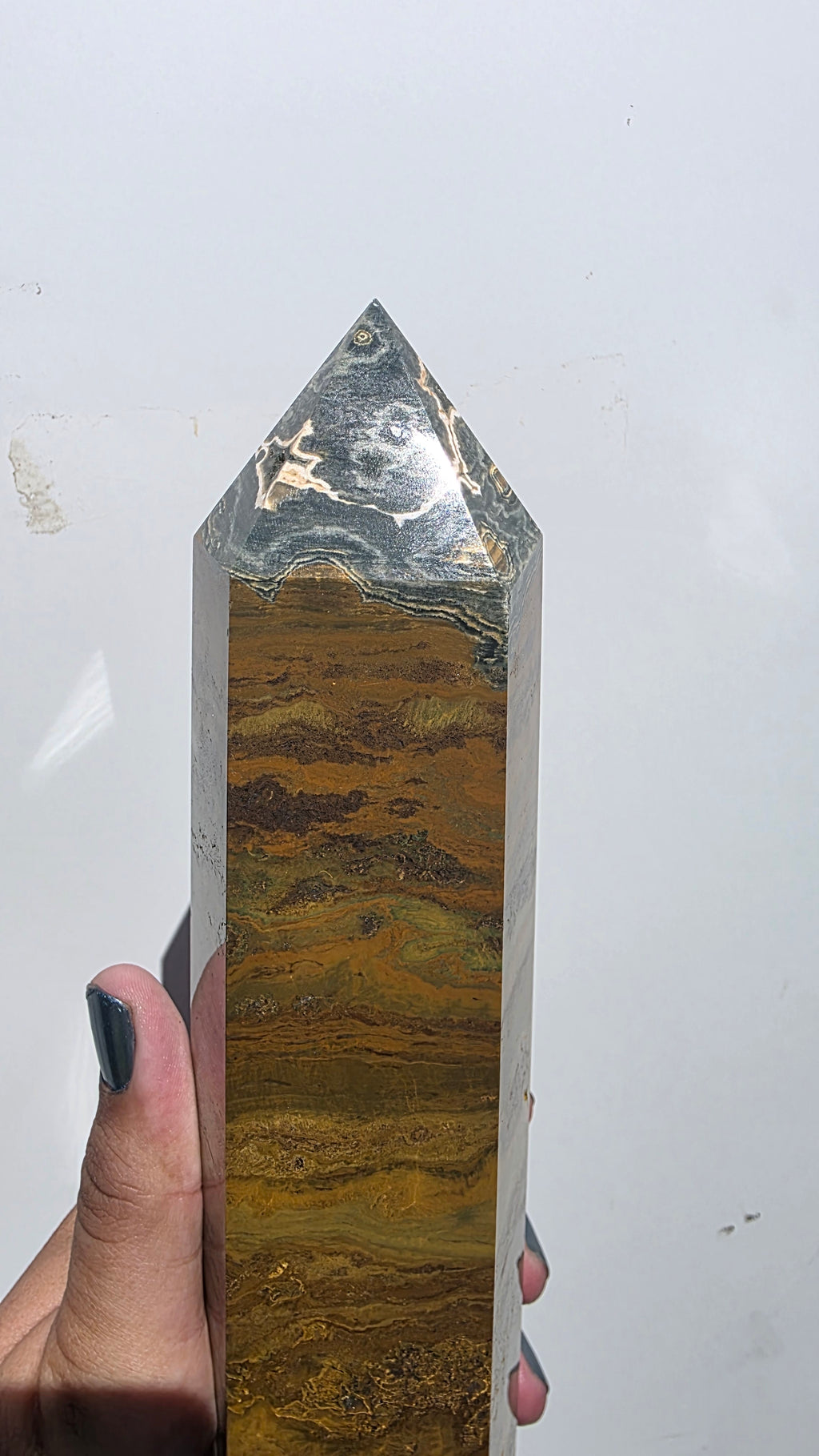 Earthy Druzy Ocean Jasper Tower (1.48kg, 25cm) – Rare Madagascar Statement Crystal