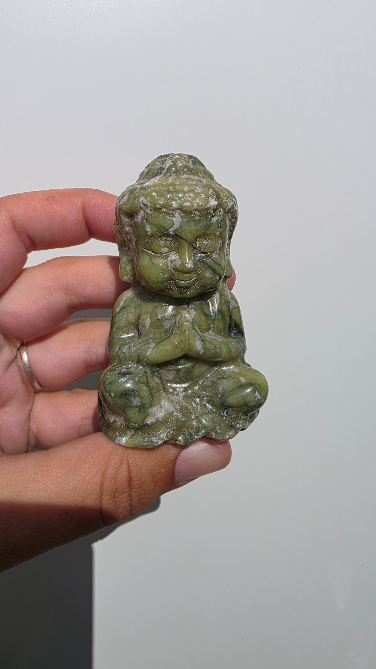 Serpentine baby buddha crystal statue carving for meditation altar