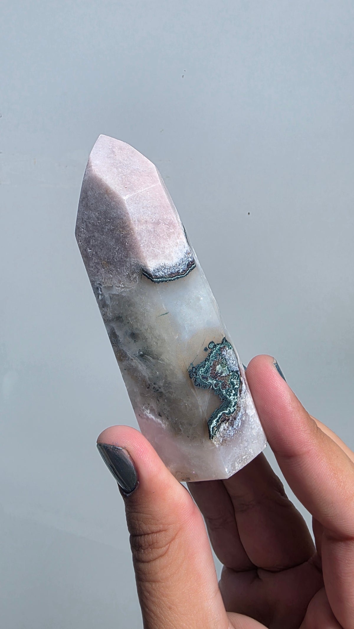 Natural Pink Amethyst Flower Agate Crystal Tower Point – Choose Your Unique Piece