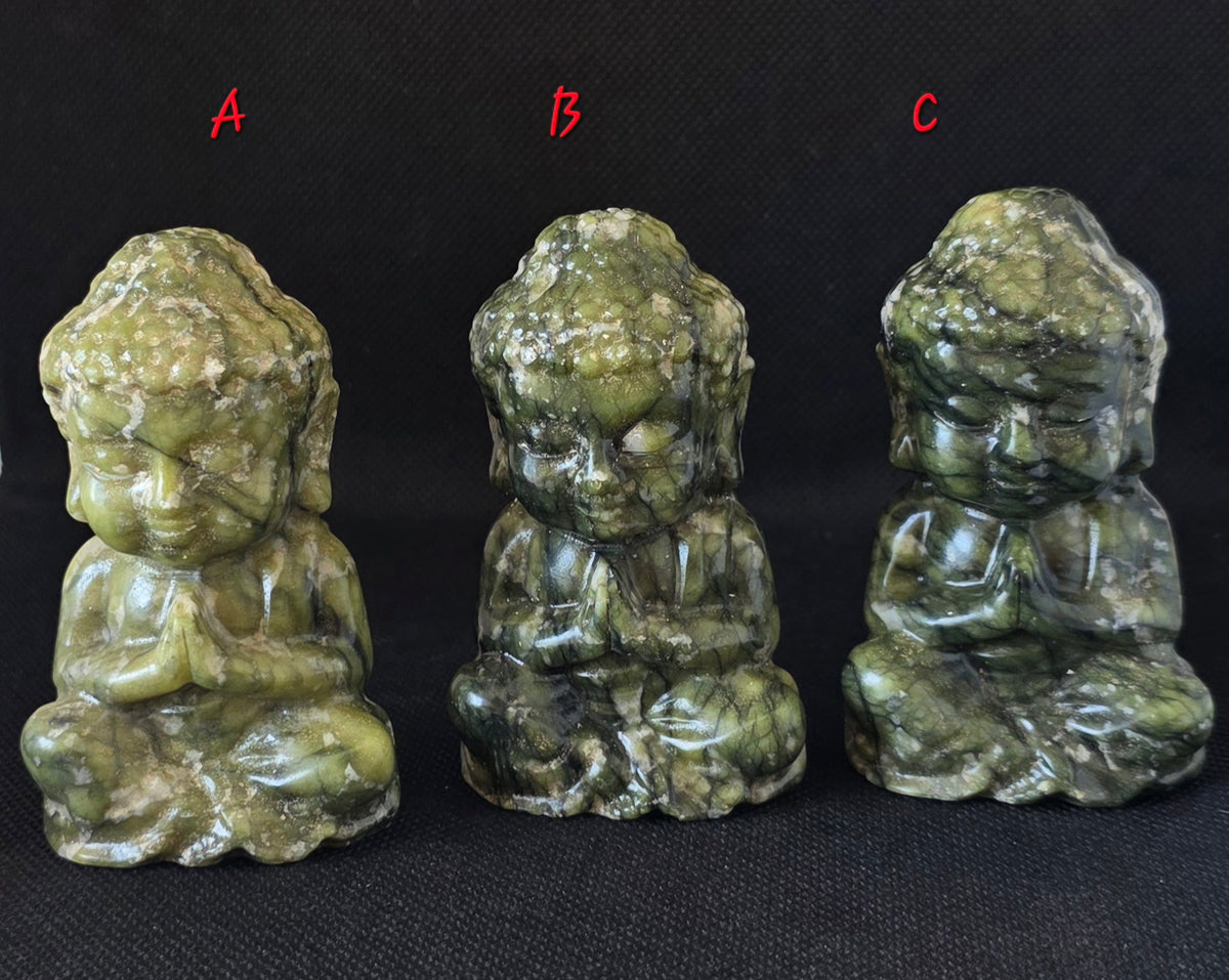 Serpentine baby buddha crystal statue carving for meditation altar