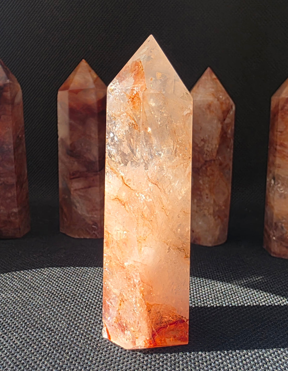 Natural Fire Quartz Crystal Towers – Premium Hematoid Quartz Points